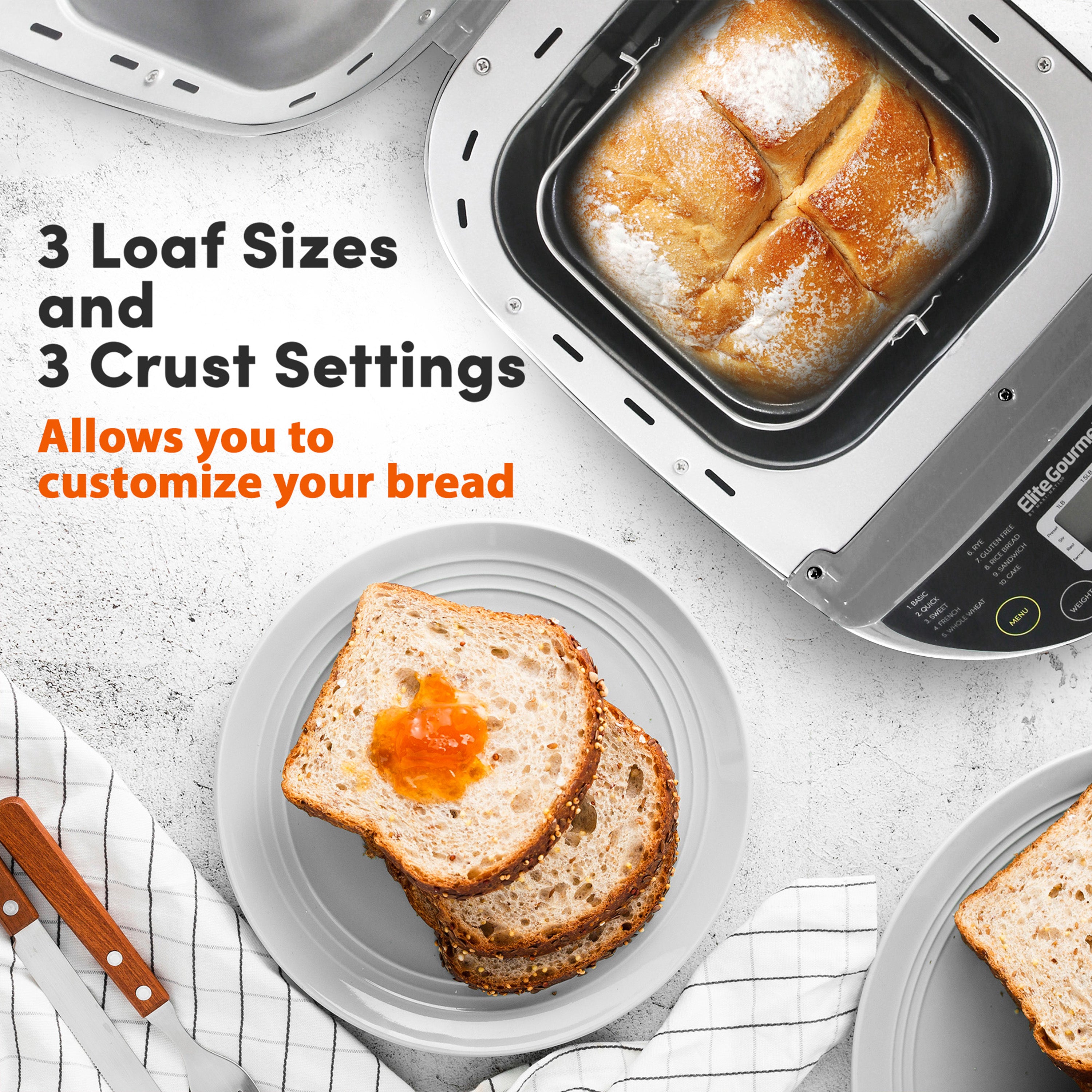 elite-gourmet-bread-maker-brotbackautomat-2-lb-19-programme image 2