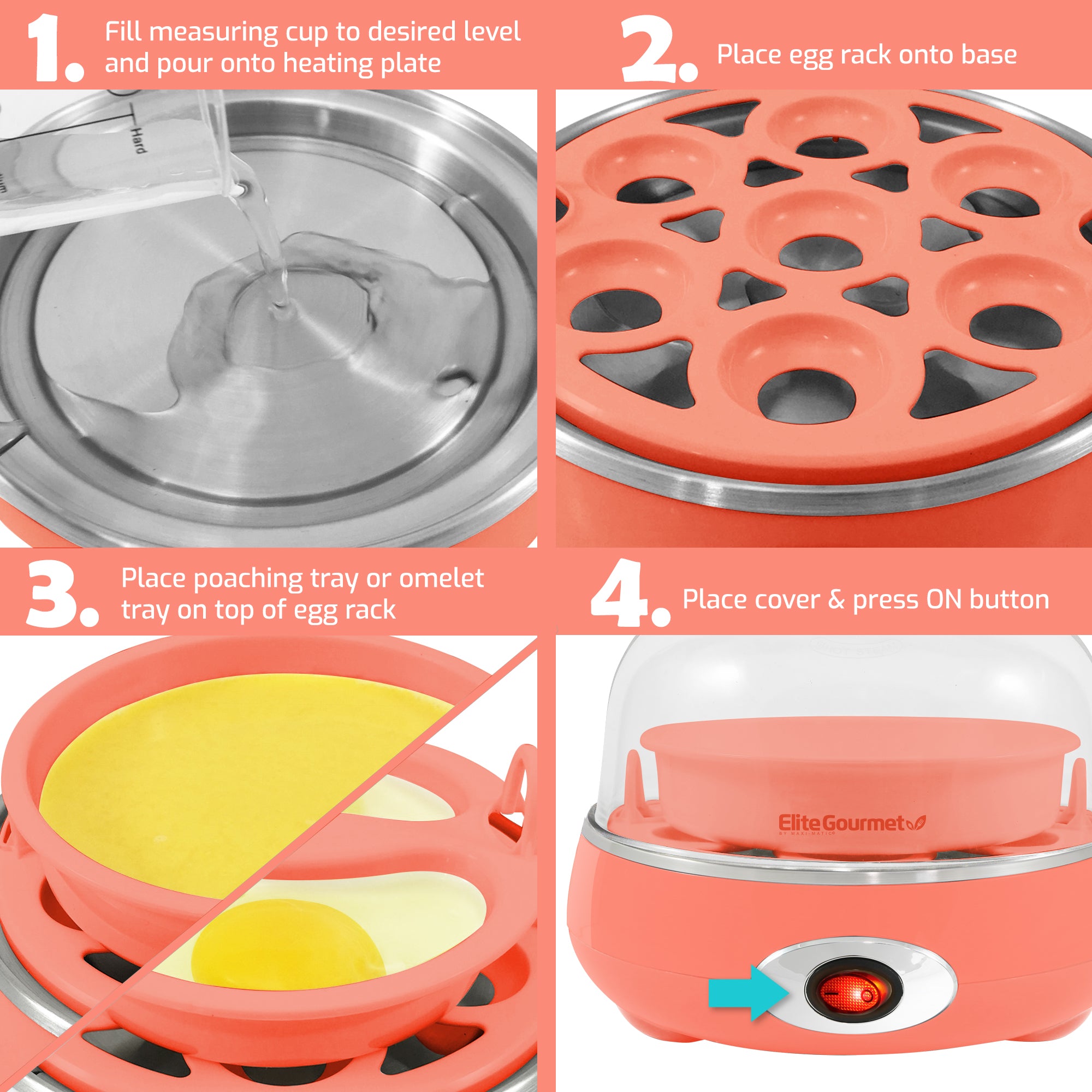 elite-gourmet-egg-cookers-7-egg-eierkocher-coral-7-eier image 3