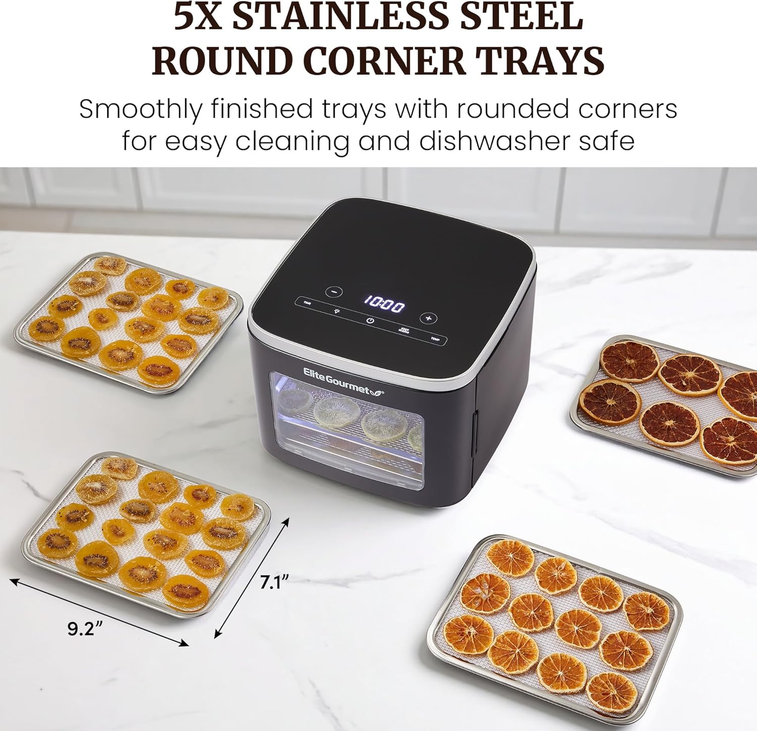 elite-gourmet-5-tray-digital-food-dehydrator-d-rrautomat-edelstahl image 3