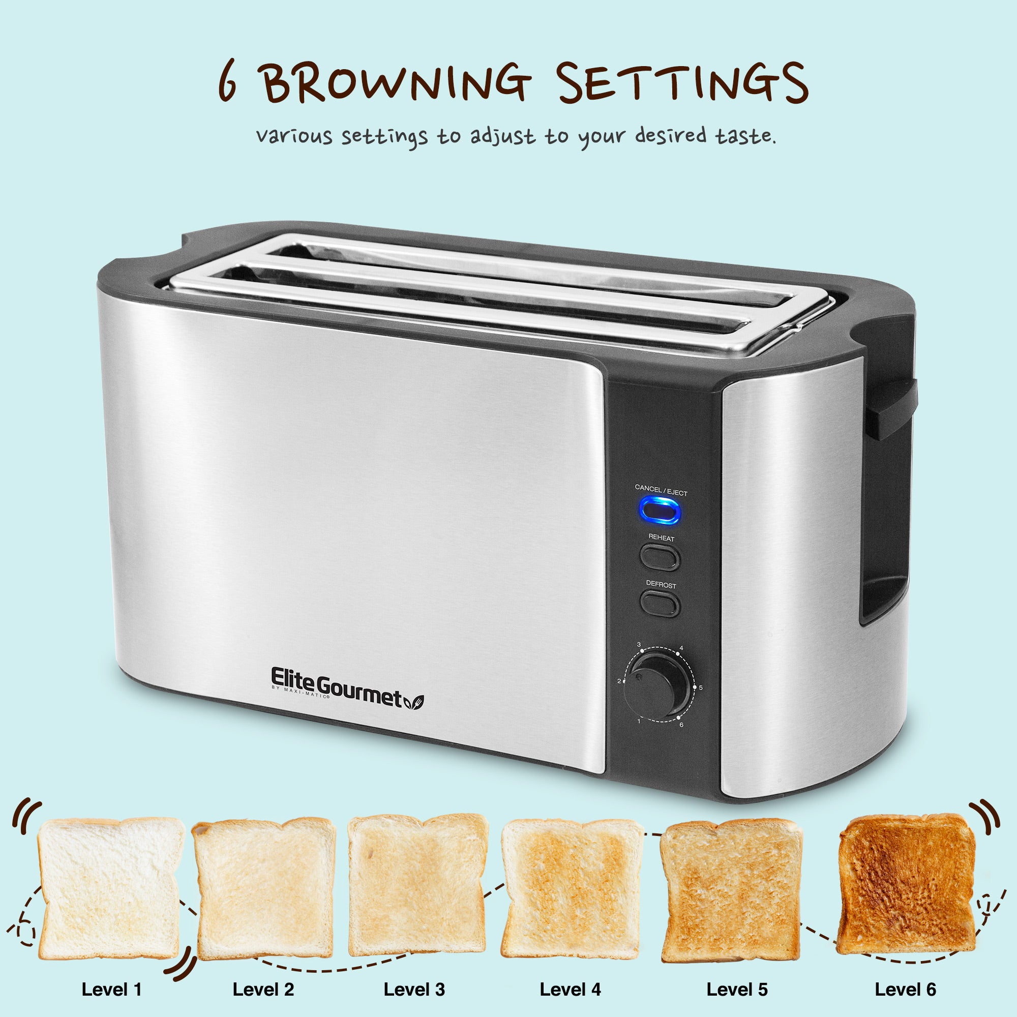 elite-gourmet-toasters-4-slice-long-slot-toaster-4-scheiben-edelstahl image 4