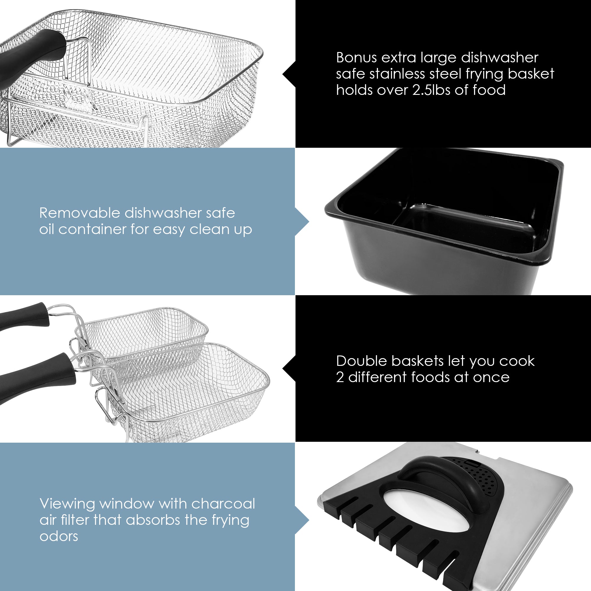 elite-gourmet-deep-fryers-4-qt-dual-basket-fritteuse-edelstahl image 5