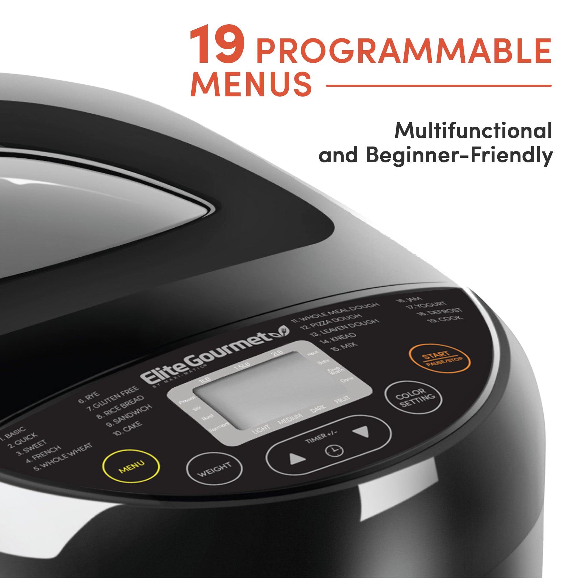 elite-gourmet-bread-maker-brotbackautomat-2-lb-schwarz-19-programme image 5