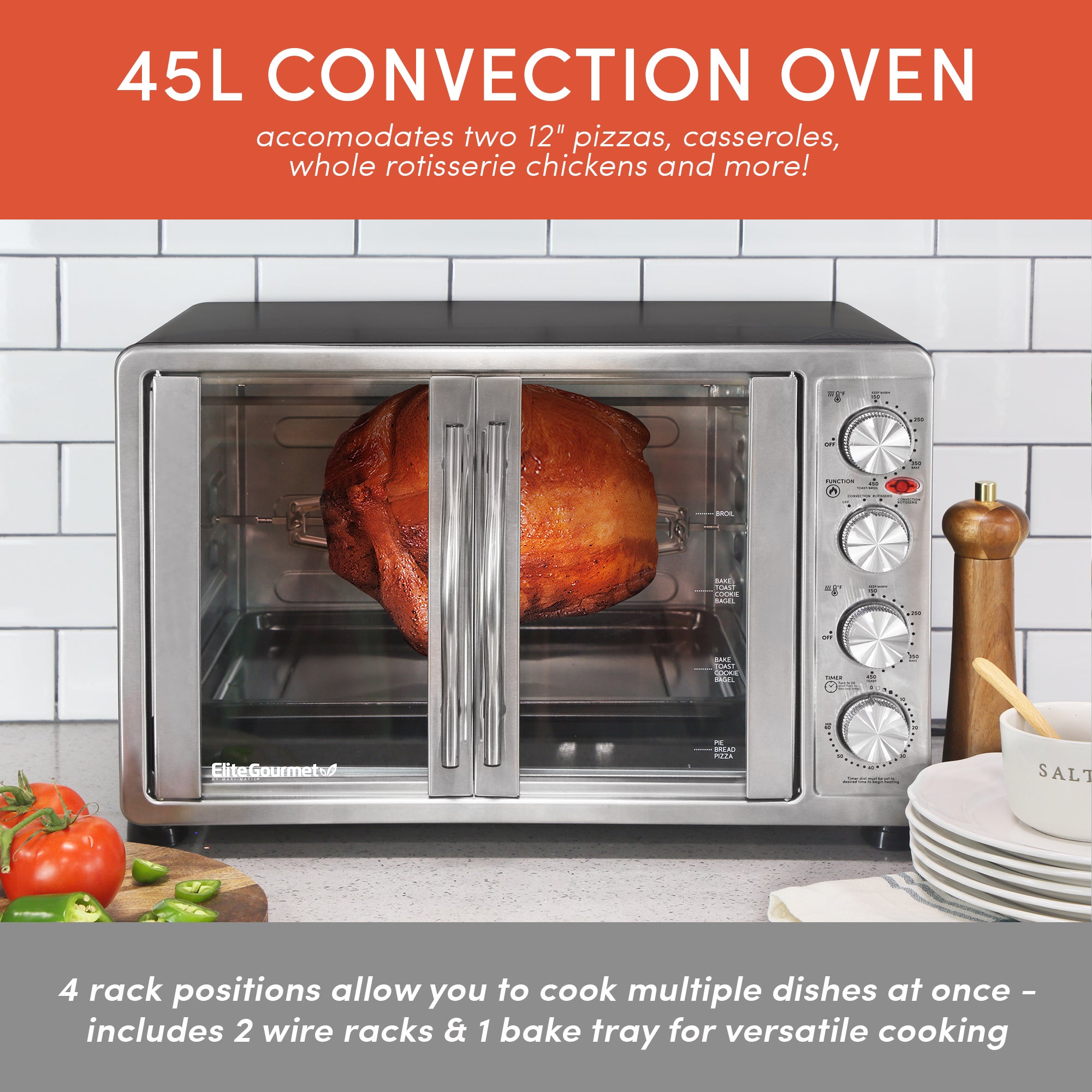 elite-gourmet-mini-backofen-45l-french-door-drehspie image 7