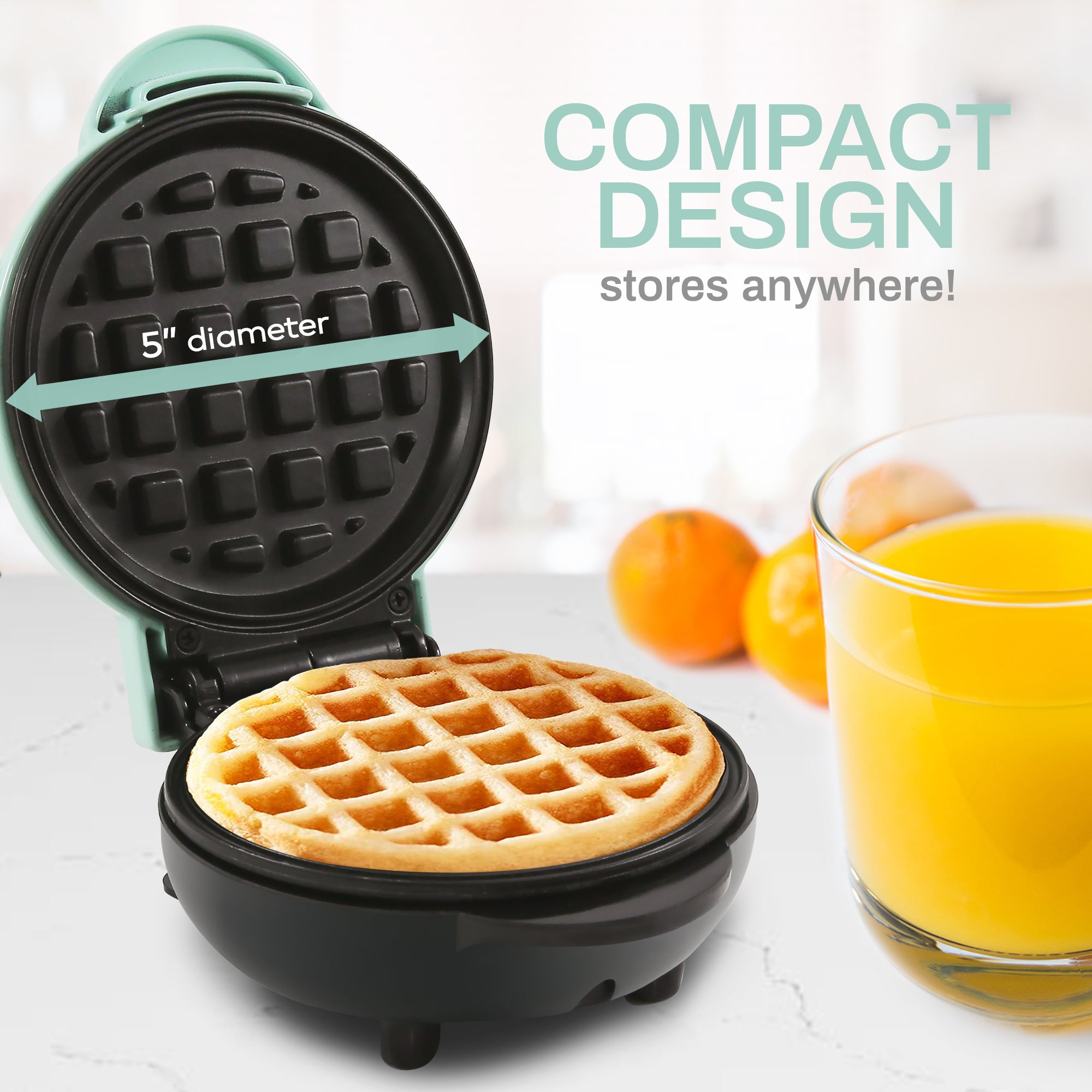 elite-gourmet-mini-waffeleisen-5-zoll-mint-sandwichmaker image 2