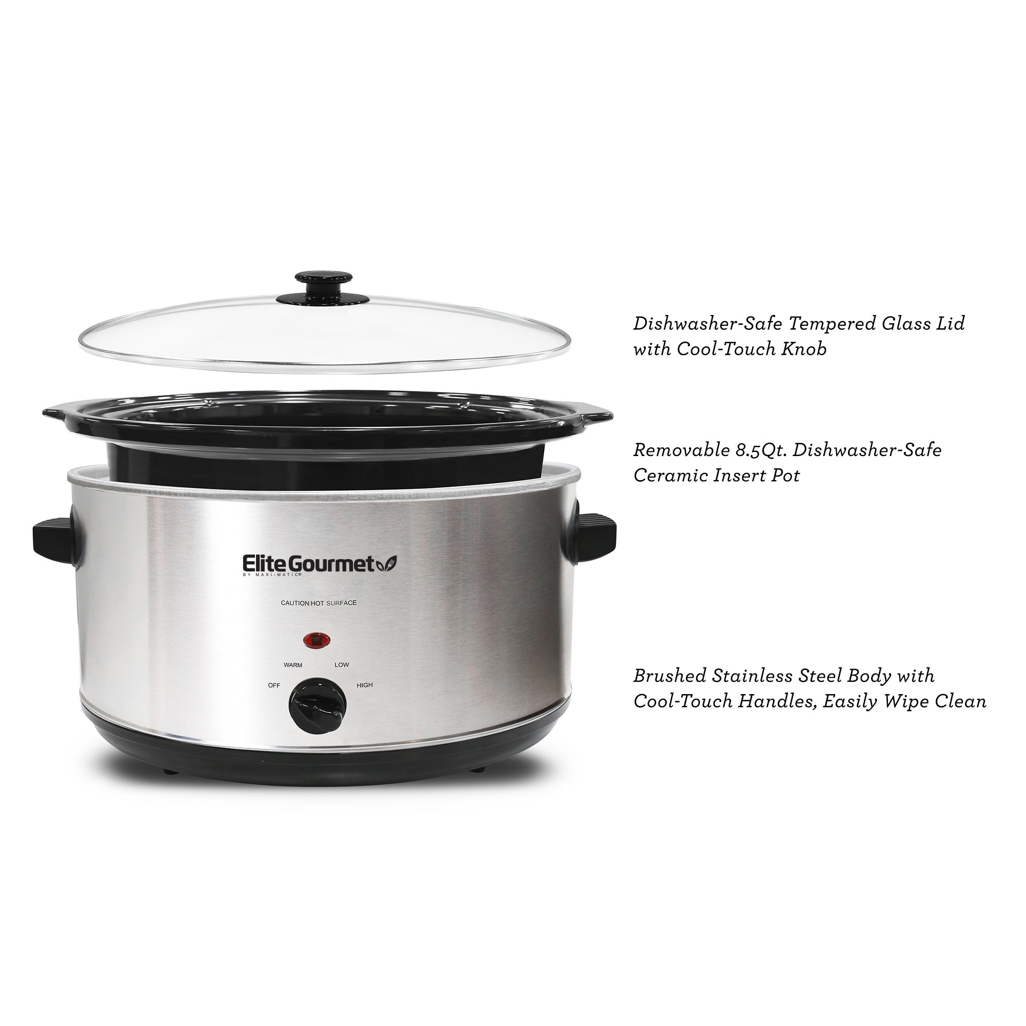 elite-gourmet-slow-cookers-8-5-qt-schongarer-glasdeckel image 3