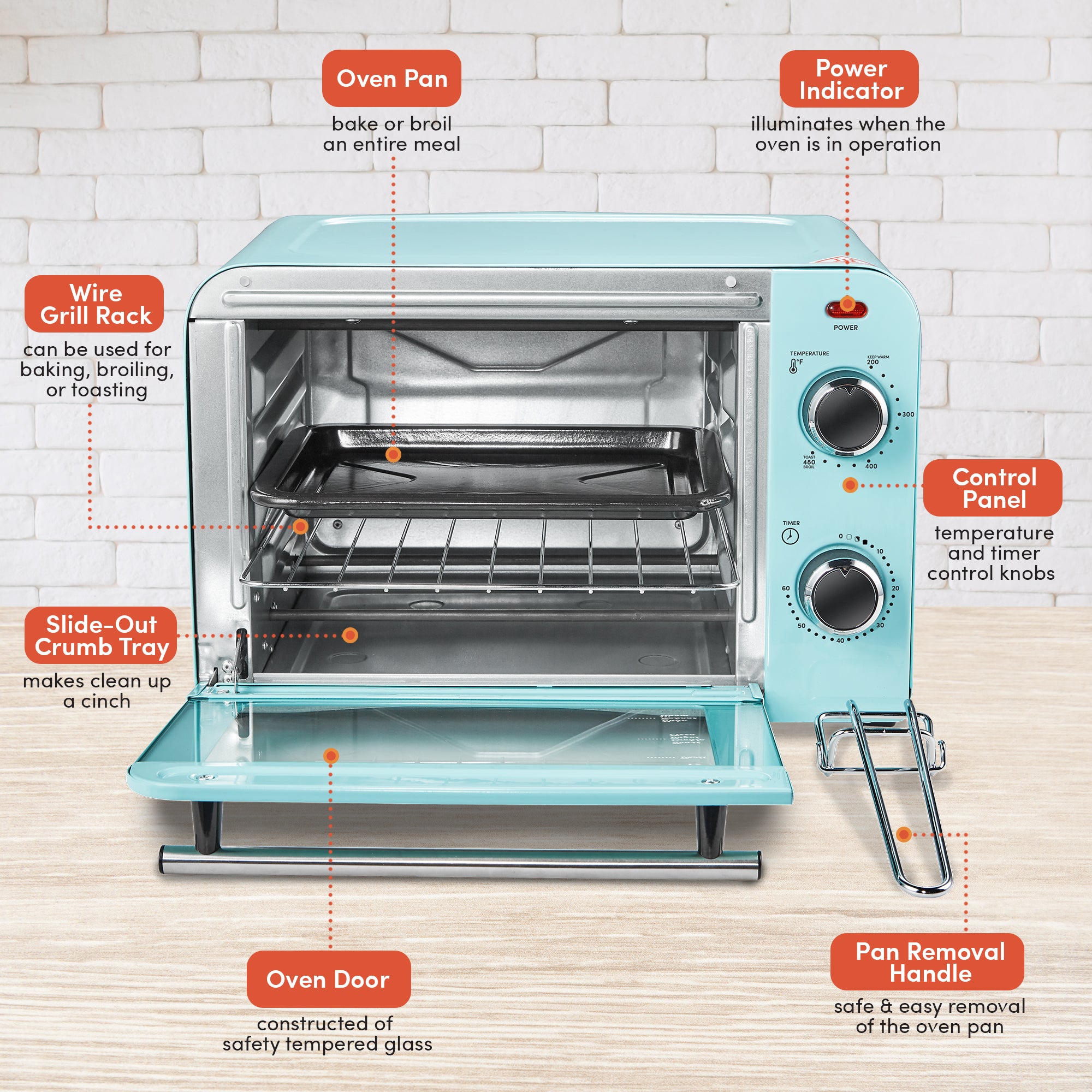 elite-gourmet-toaster-ovens-retro-toasterofen-mint-blue-4-scheiben image 4