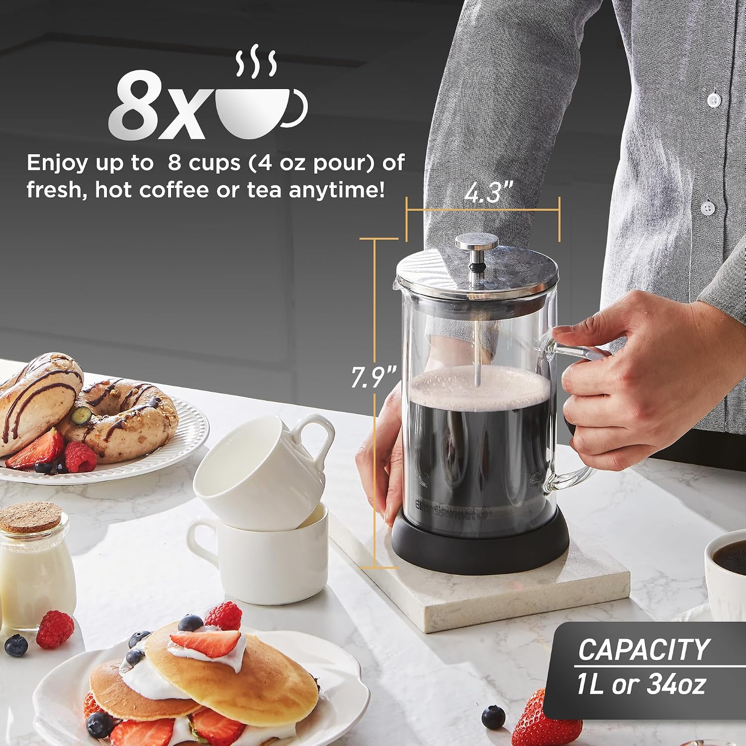 elite-gourmet-french-press-1l-presskanne-borosilikatglas image 3