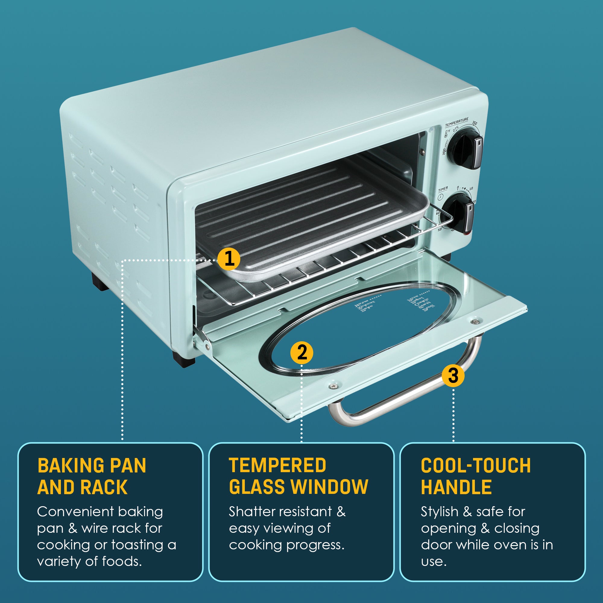 elite-gourmet-toaster-ovens-retro-mini-backofen-mint-1000-w image 3
