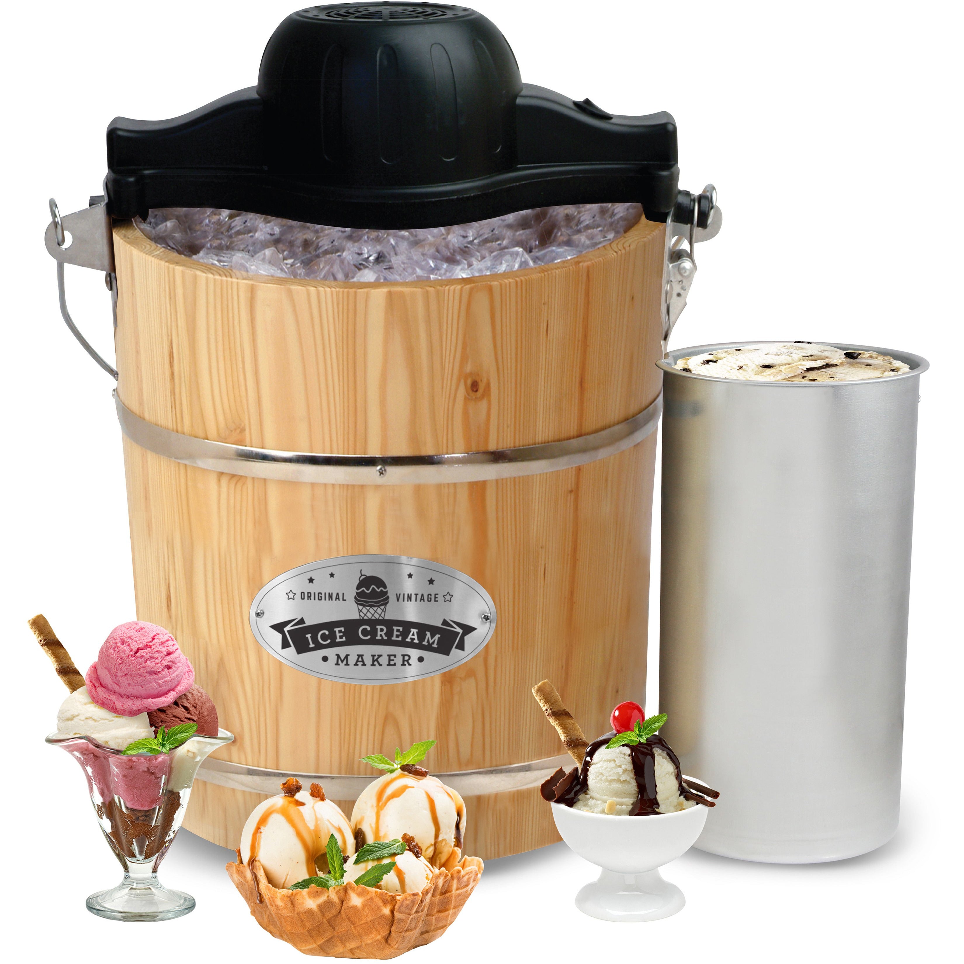 elite-gourmet-ice-cream-makers-4-qt-eismaschine-holz-eimer image 1