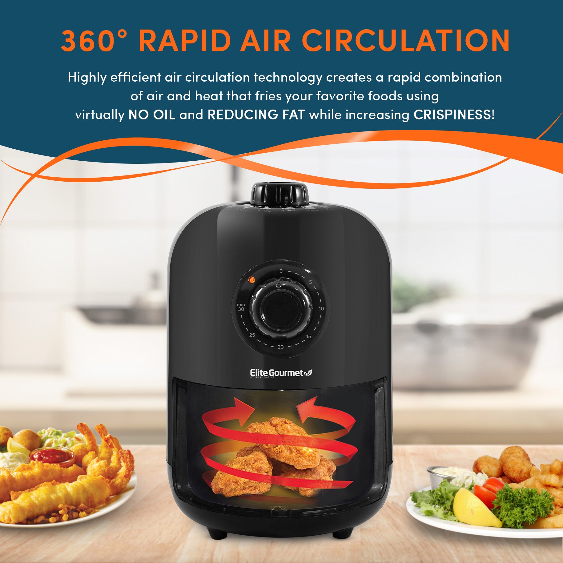 elite-gourmet-air-fryer-1-1qt-hei-luftfritteuse-schwarz image 6