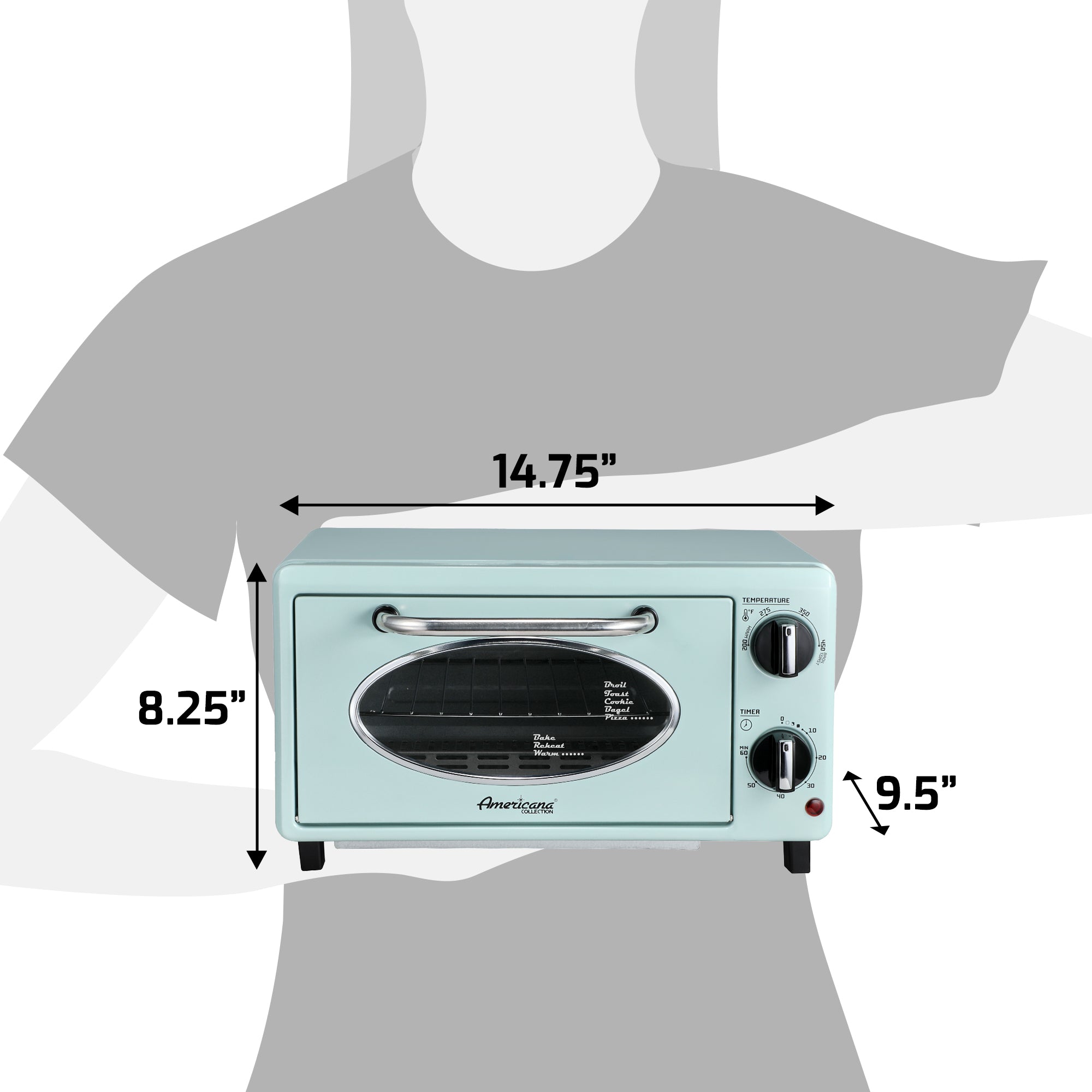 elite-gourmet-toaster-ovens-retro-mini-backofen-mint-1000-w image 5