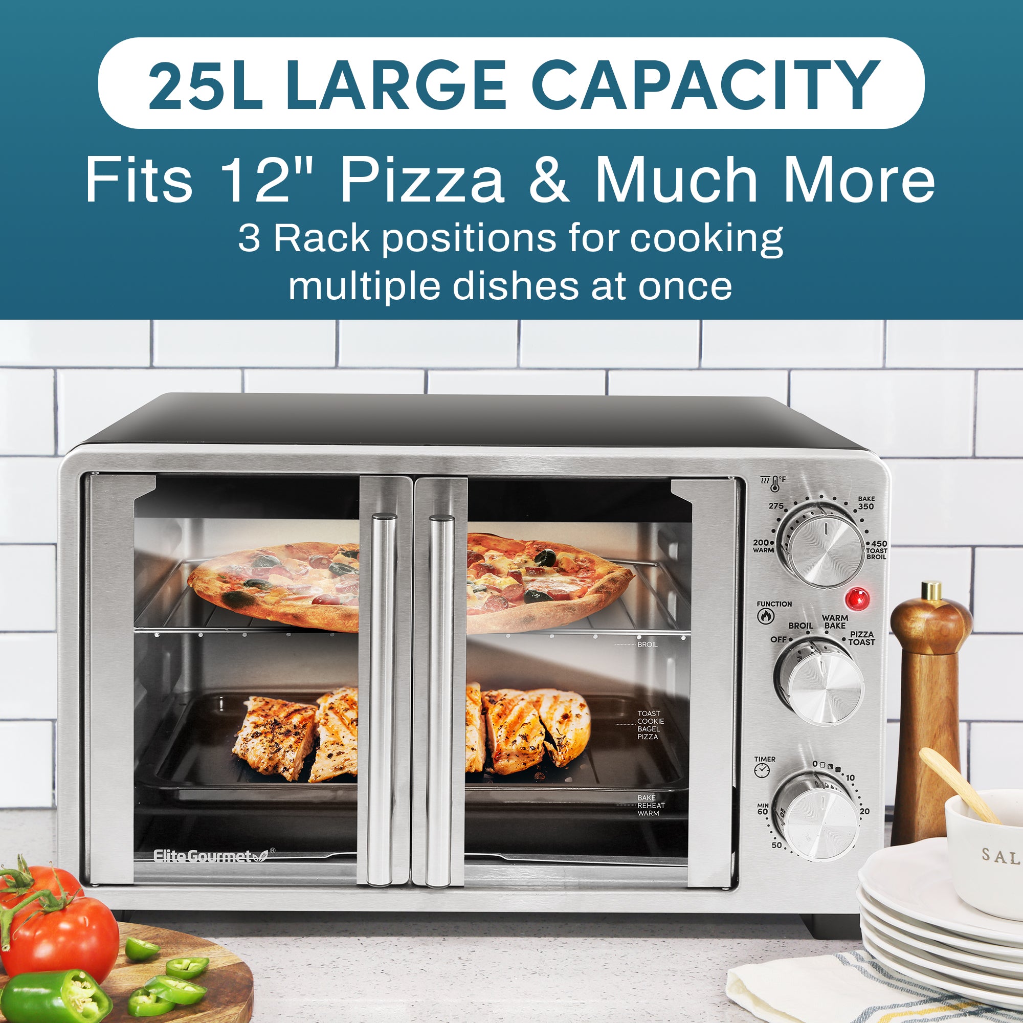elite-gourmet-25l-french-door-mini-backofen-toastofen-25-liter image 3