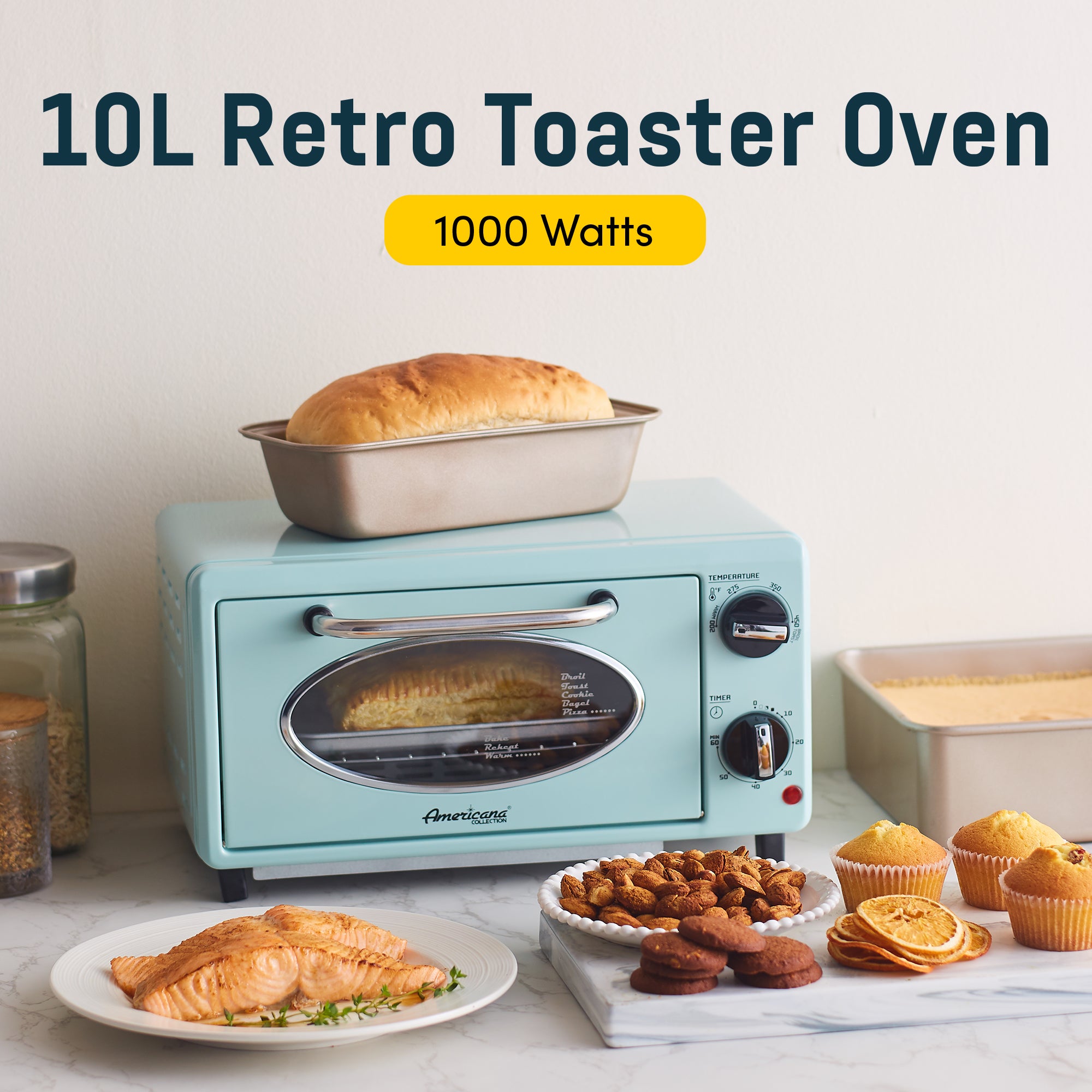 elite-gourmet-toaster-ovens-retro-mini-backofen-mint-1000-w image 7