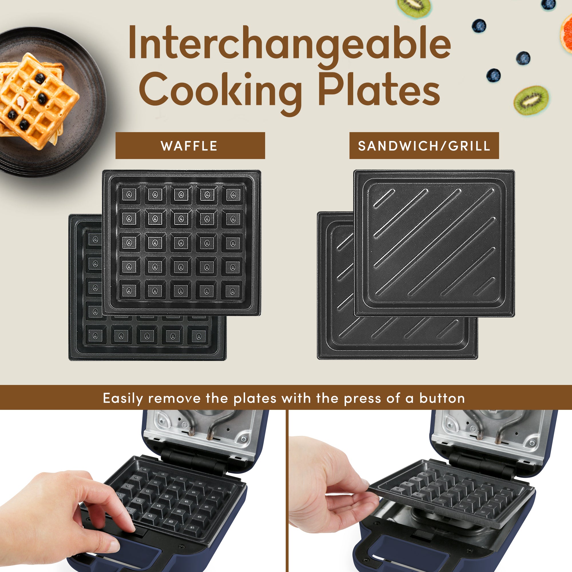 elite-gourmet-3-in-1-mini-waffeleisen-blau-grau-antihaftbeschichtet image 5