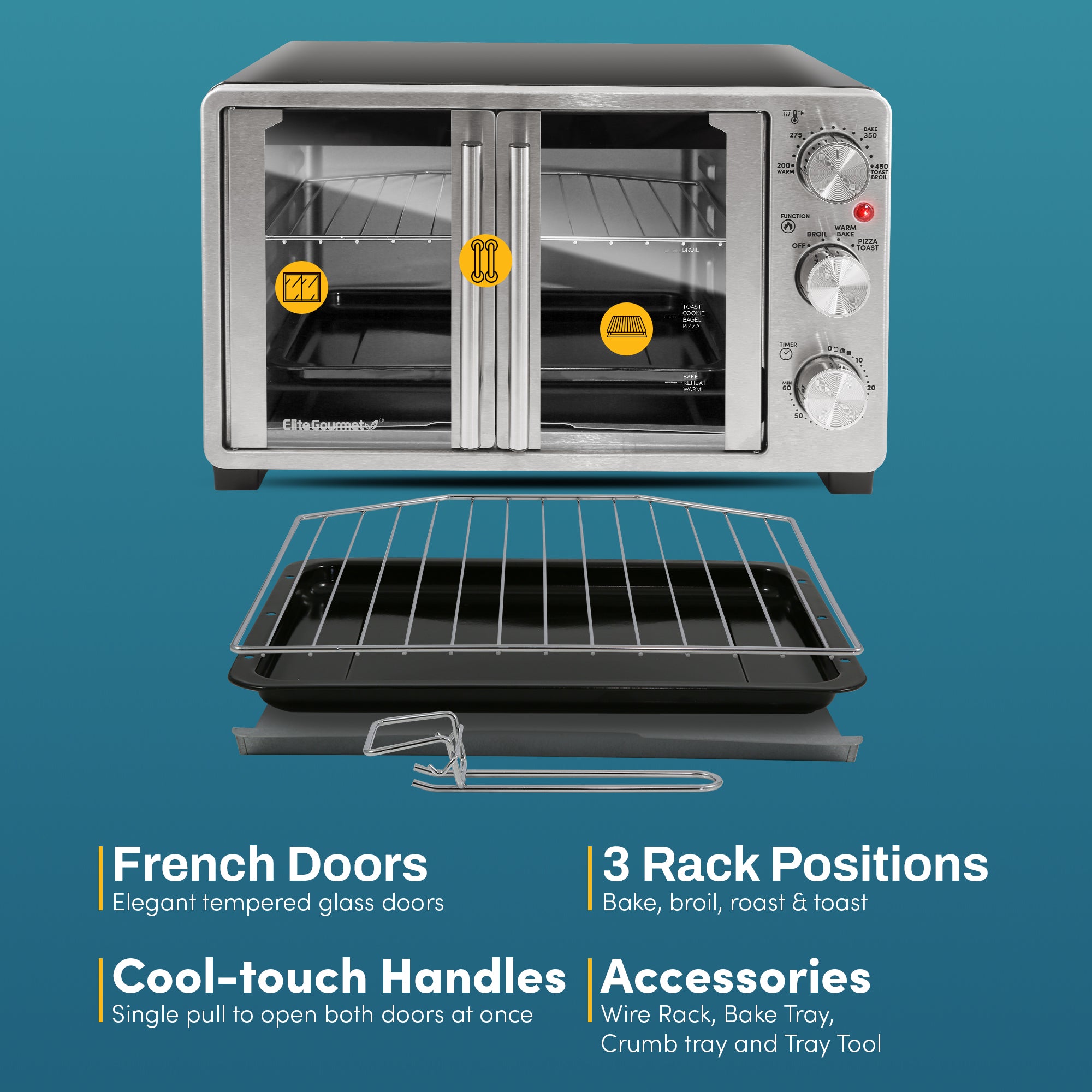 elite-gourmet-25l-french-door-mini-backofen-toastofen-25-liter image 2
