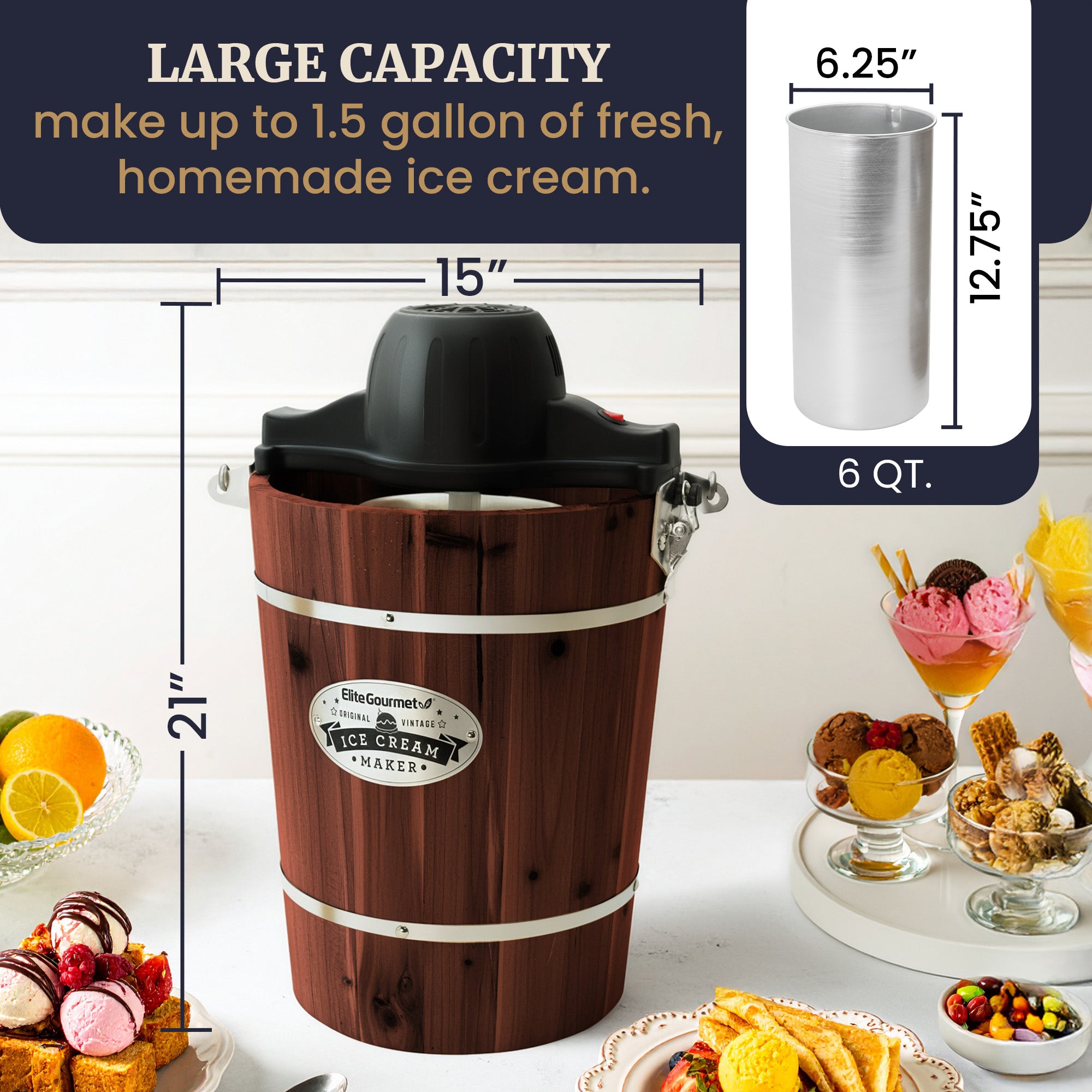 elite-gourmet-6-qt-eismaschine-holz-5-7-liter image 6