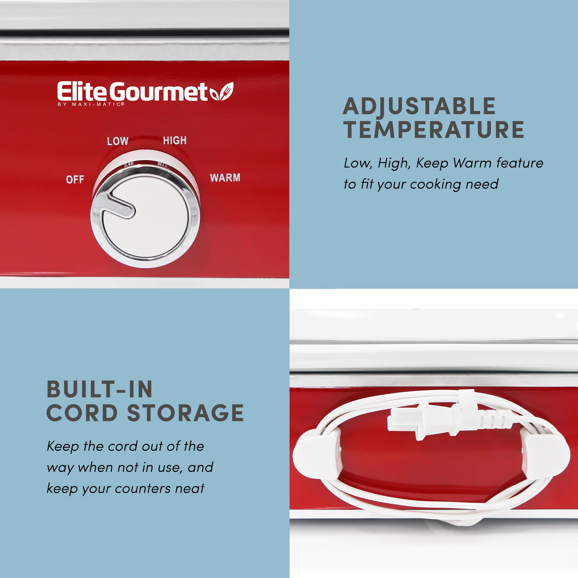 elite-gourmet-slow-cooker-3-3-l-rot-mit-glasdeckel image 4