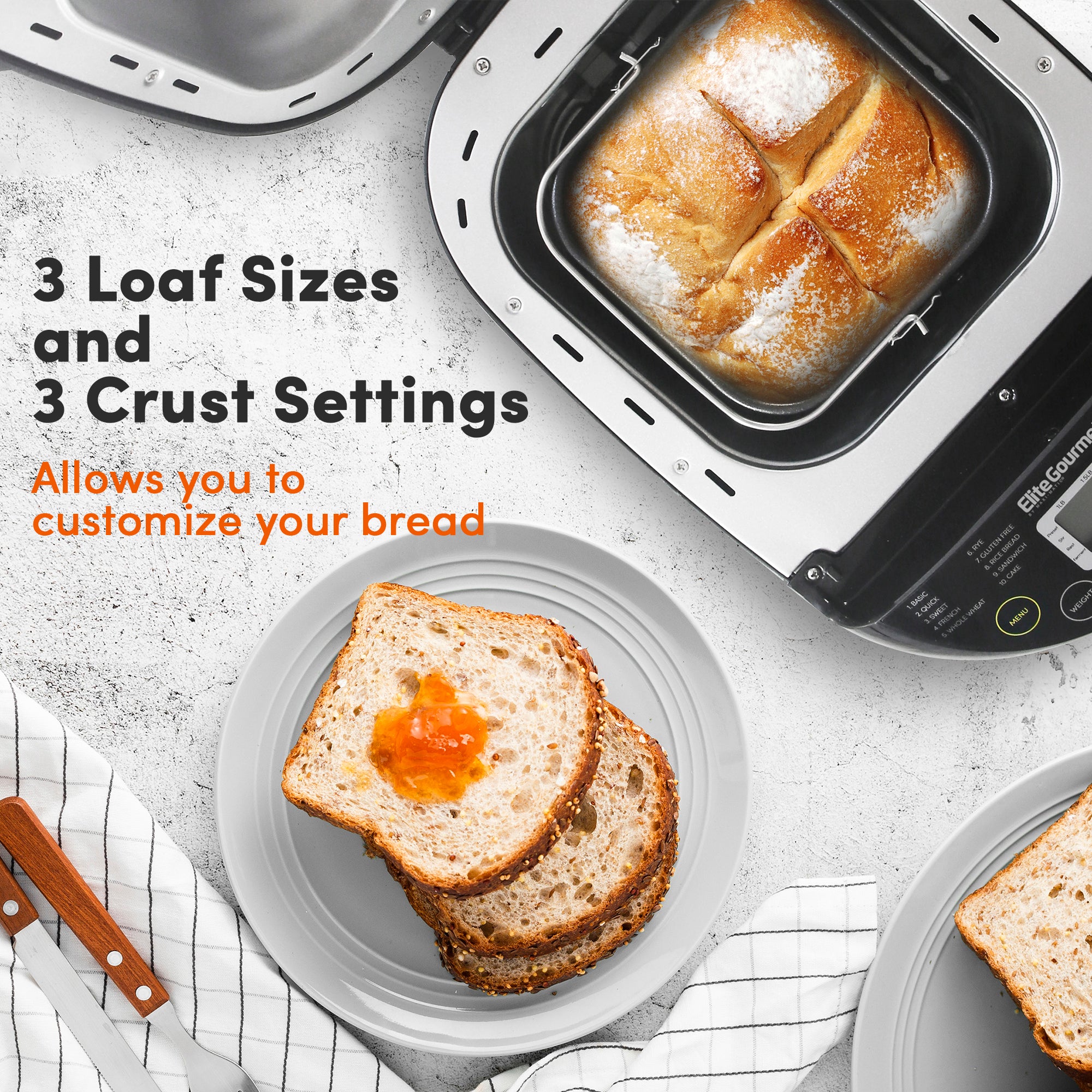 elite-gourmet-bread-maker-brotbackautomat-2-lb-schwarz-19-programme image 2