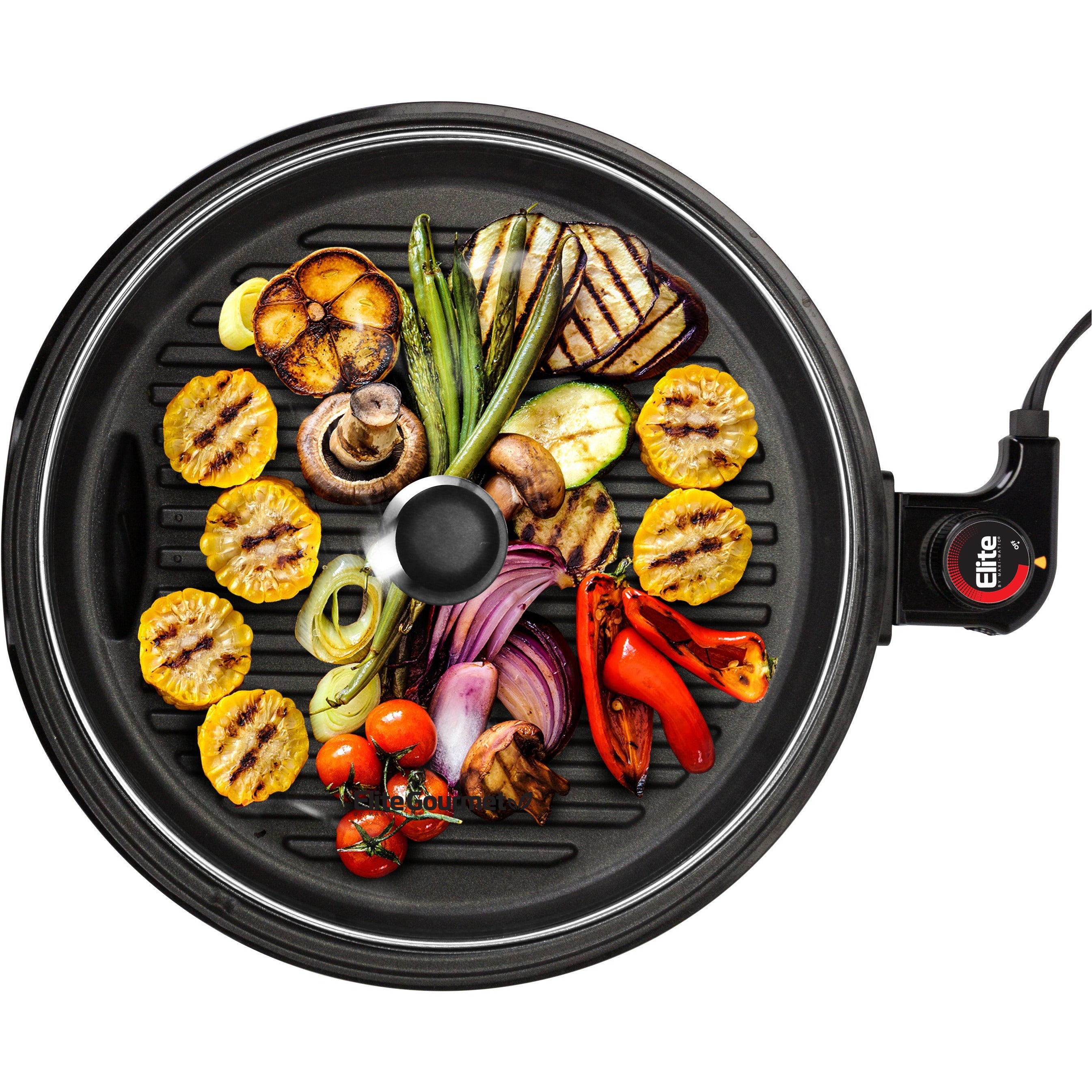 elite-gourmet-elektrogrill-12-zoll-edelstahl-glasdeckel image 1