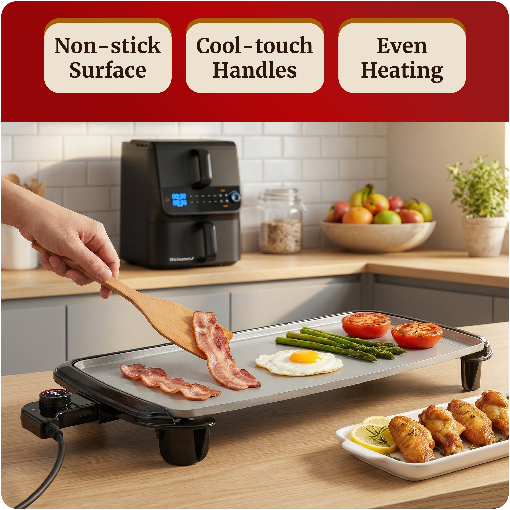 elite-gourmet-ceralast-grillplatte-keramik-25x51cm-1500w image 2