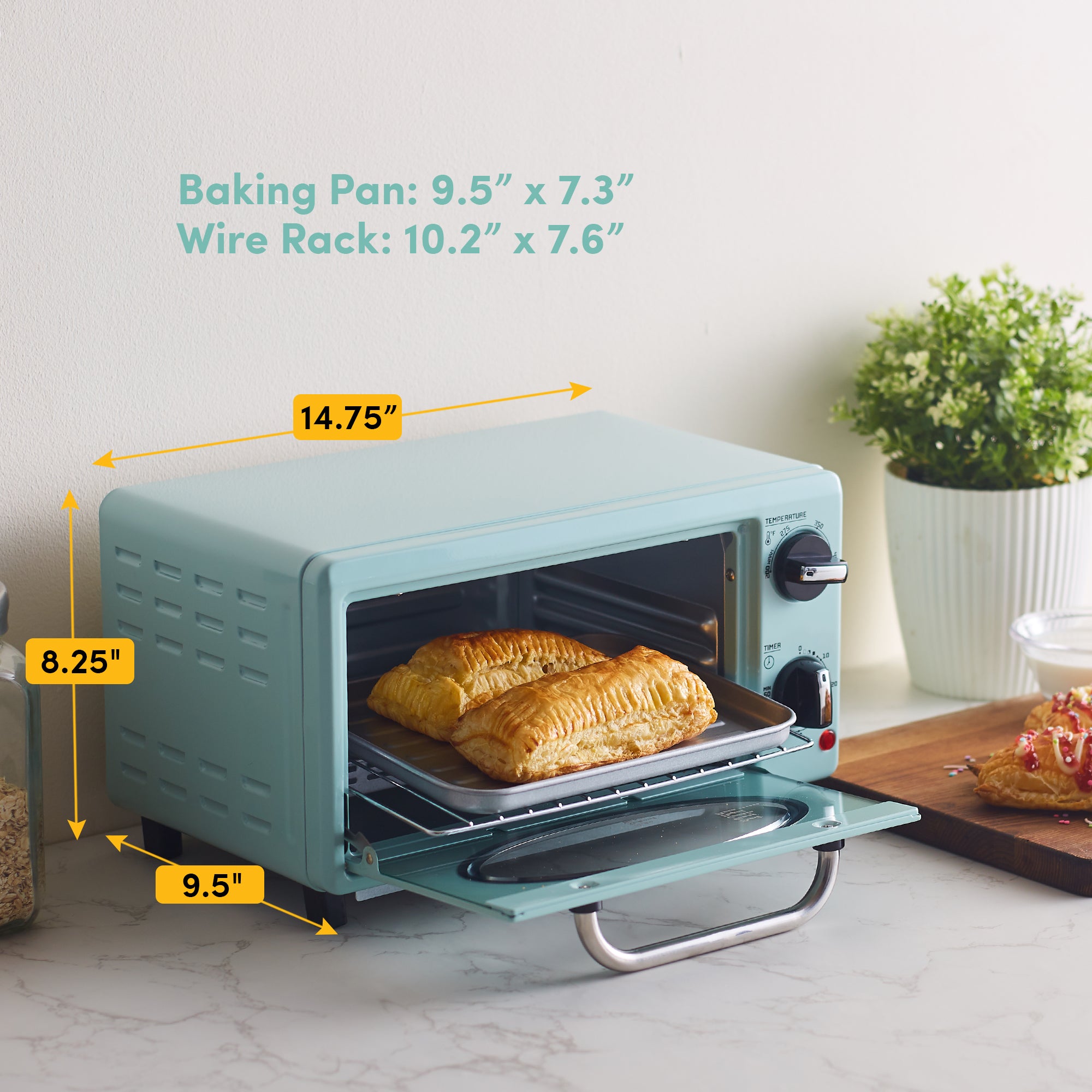 elite-gourmet-toaster-ovens-retro-mini-backofen-mint-1000-w image 2