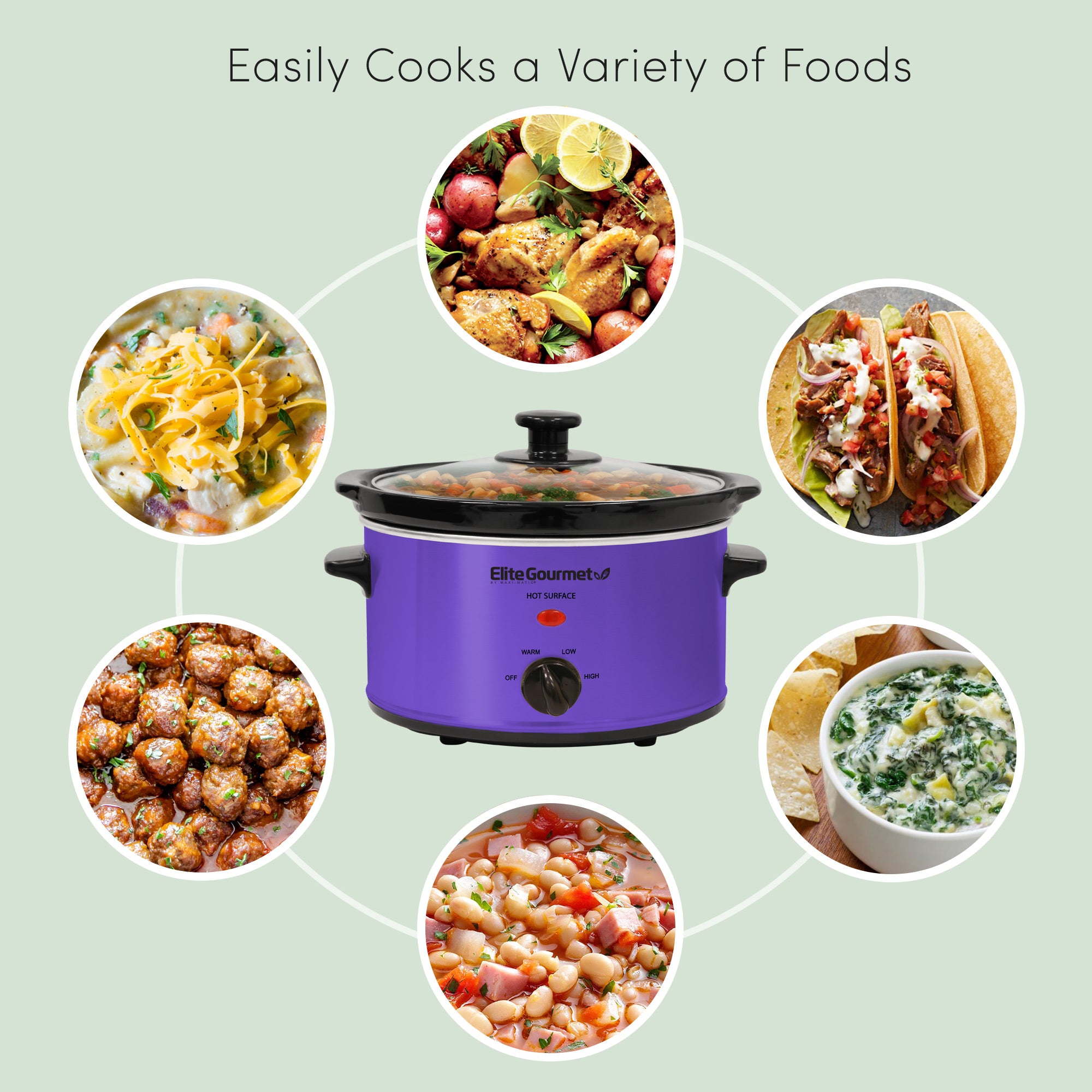 elite-gourmet-slow-cooker-2-qt-oval-lila-mit-glasdeckel image 4