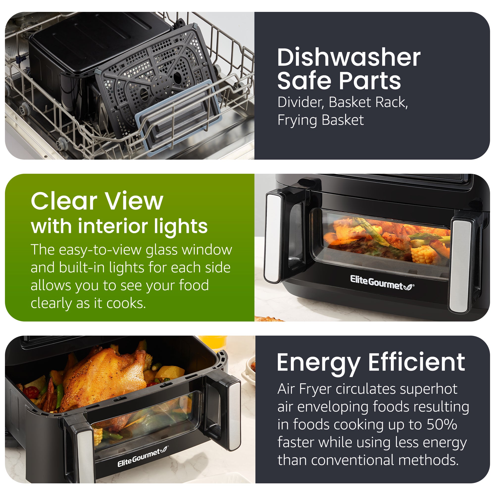 elite-gourmet-hei-luftfritteuse-11-qt-dual-zone-ofen-sync image 6