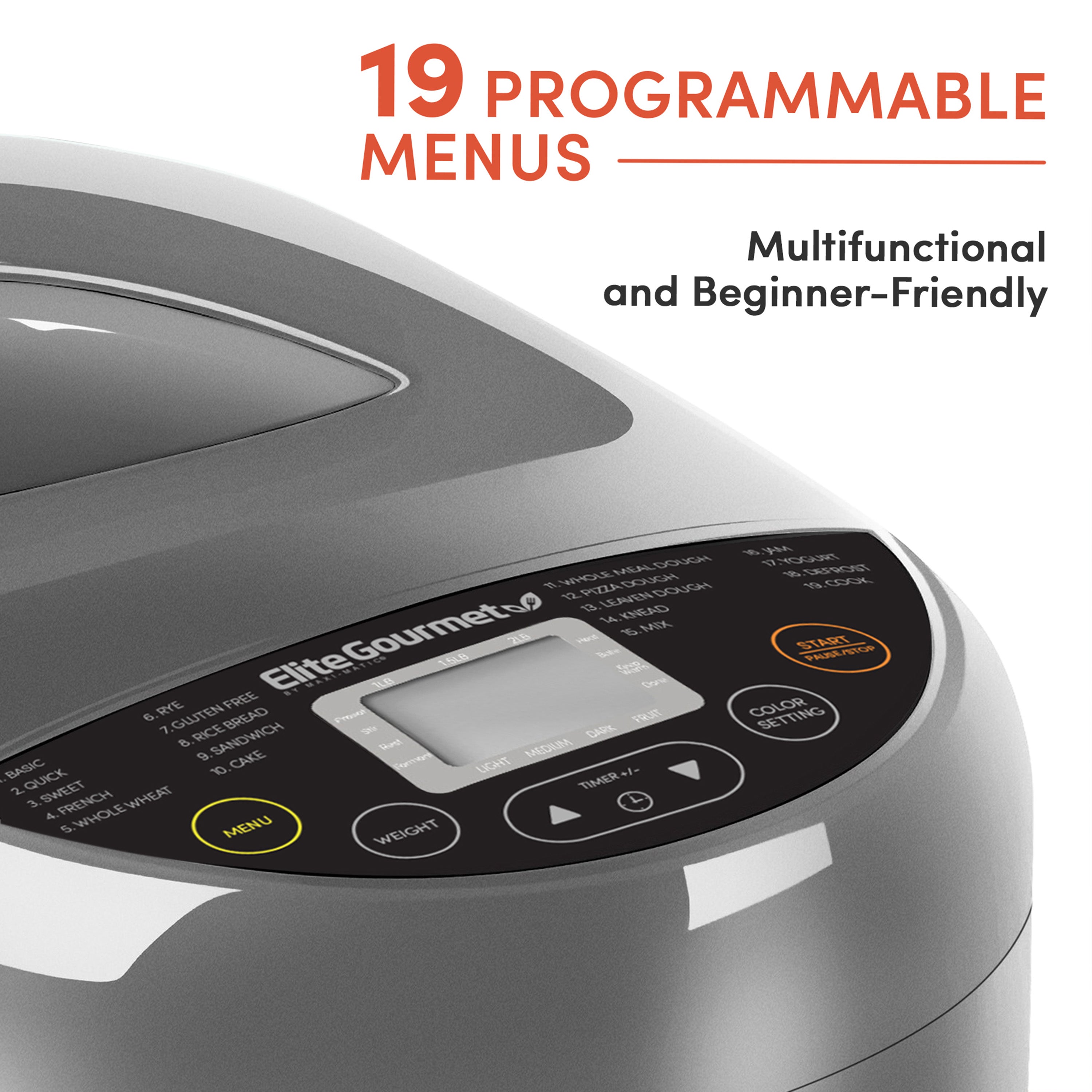 elite-gourmet-bread-maker-brotbackautomat-2-lb-19-programme image 3