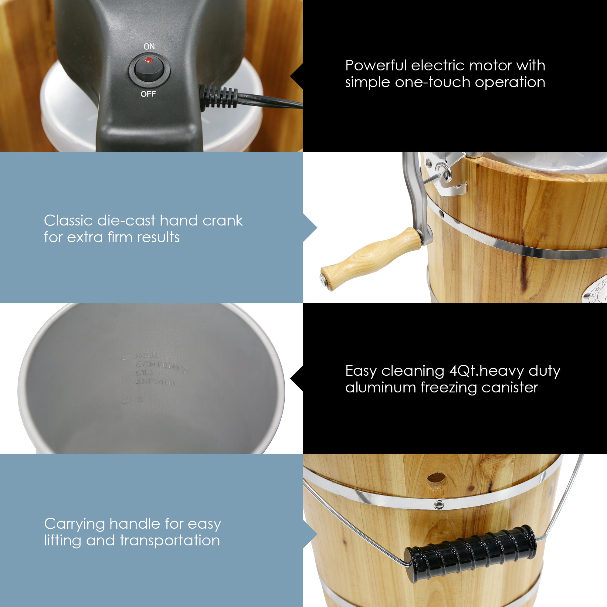 elite-gourmet-ice-cream-makers-4-qt-eismaschine-holz-eimer image 4