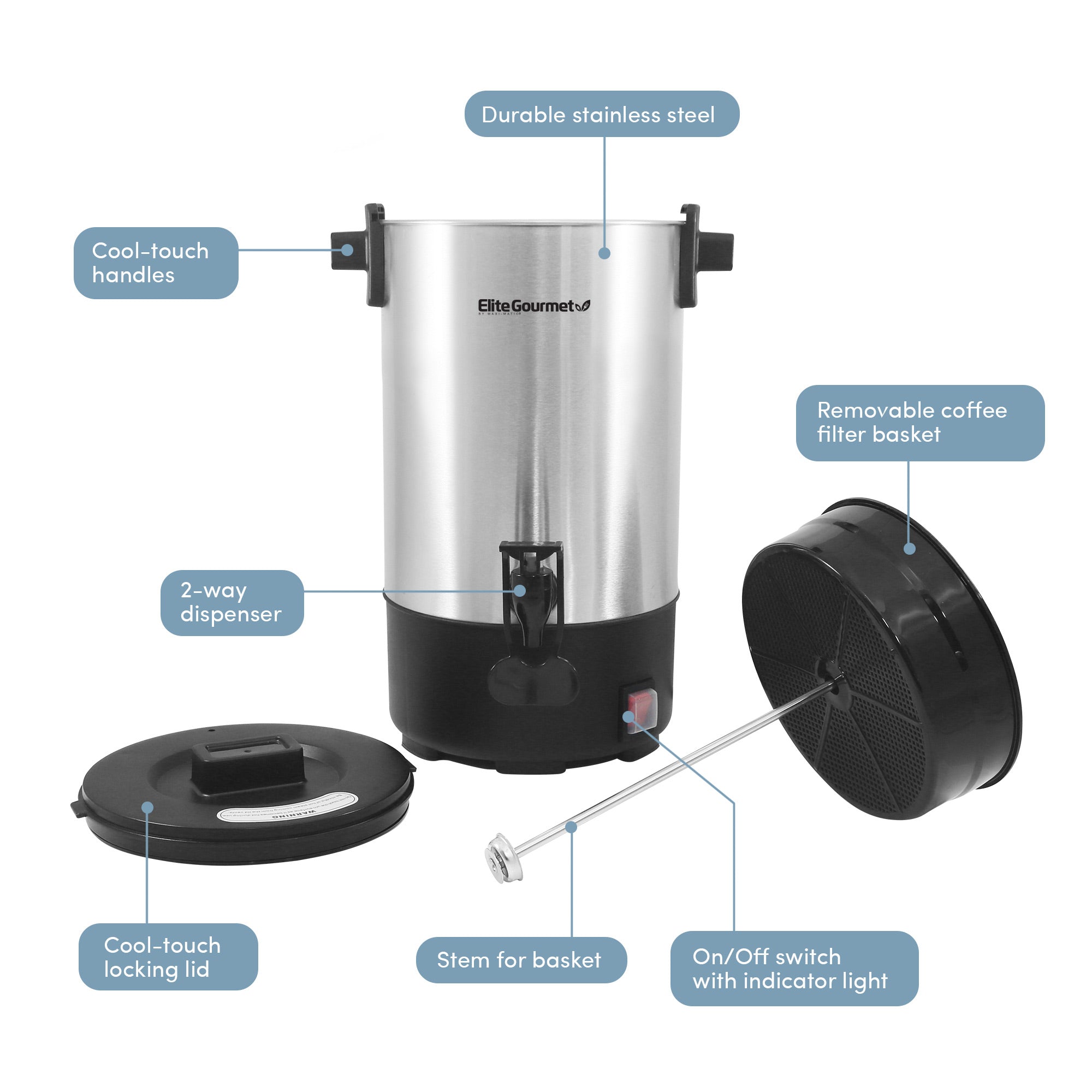 elite-gourmet-coffee-makers-30-cup-kaffeeautomat-edelstahl image 2