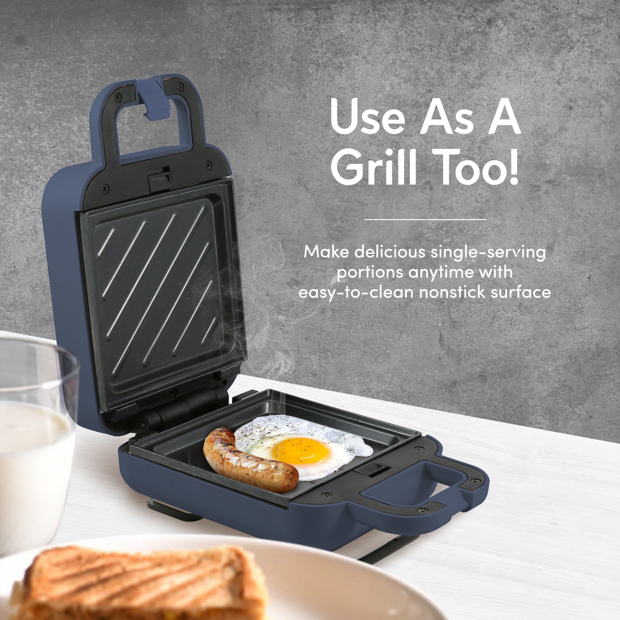 elite-gourmet-3-in-1-mini-waffeleisen-blau-grau-antihaftbeschichtet image 3