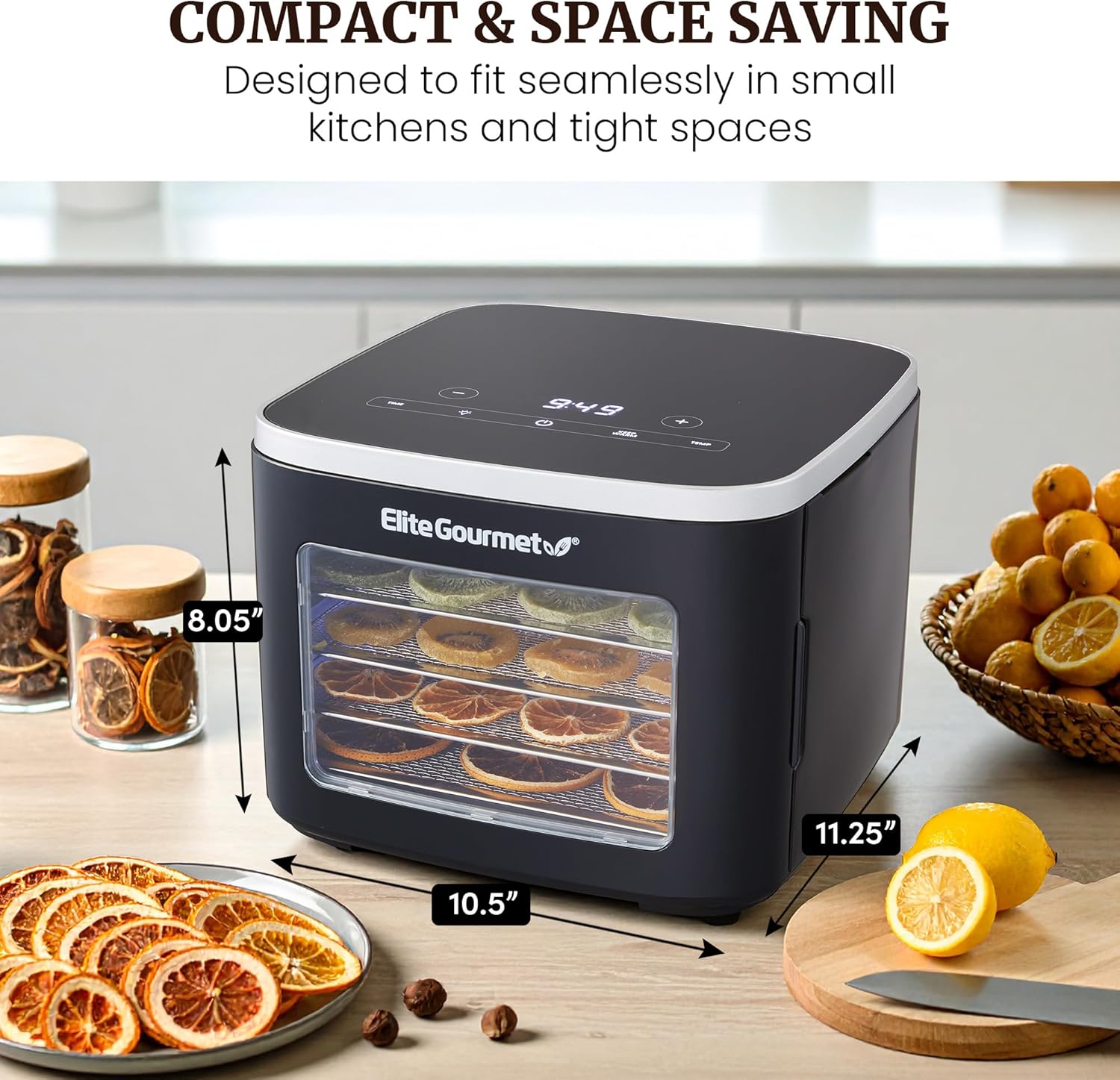 elite-gourmet-5-tray-digital-food-dehydrator-d-rrautomat-edelstahl image 2