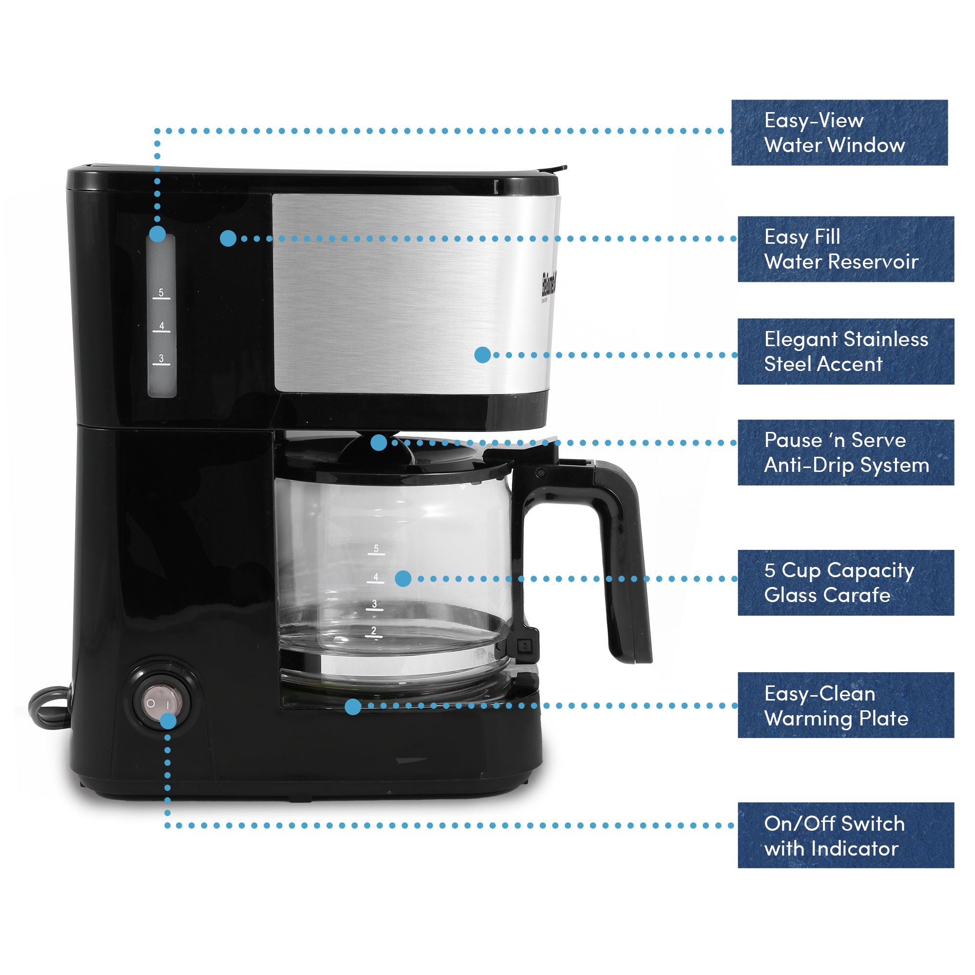 elite-gourmet-coffee-makers-filterkaffeemaschine-5-tassen-glas image 7