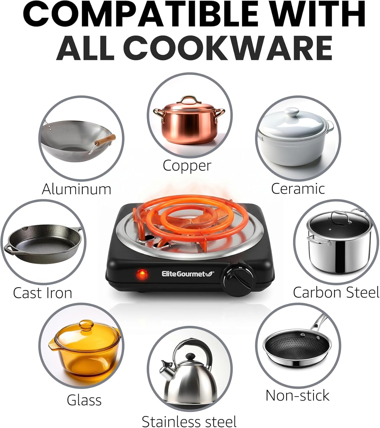 elite-gourmet-hot-plates-single-coiled-elektrokochplatte-1000w image 2