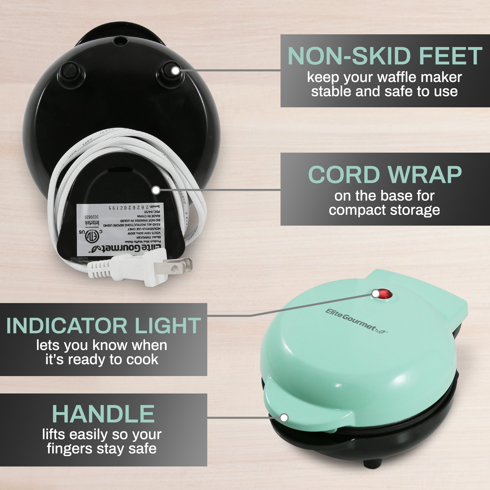 elite-gourmet-mini-waffeleisen-5-zoll-mint-sandwichmaker image 5