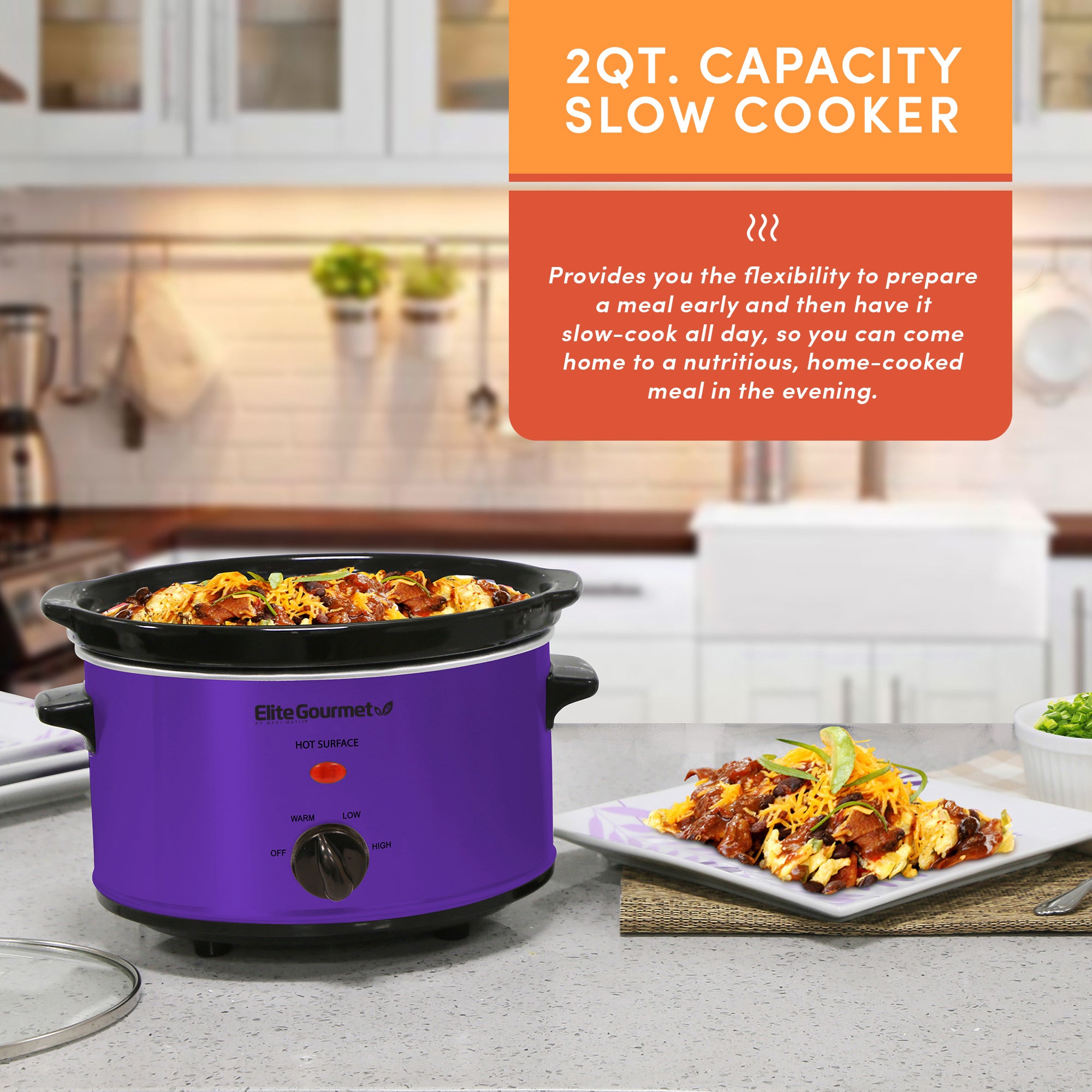 elite-gourmet-slow-cooker-2-qt-oval-lila-mit-glasdeckel image 3