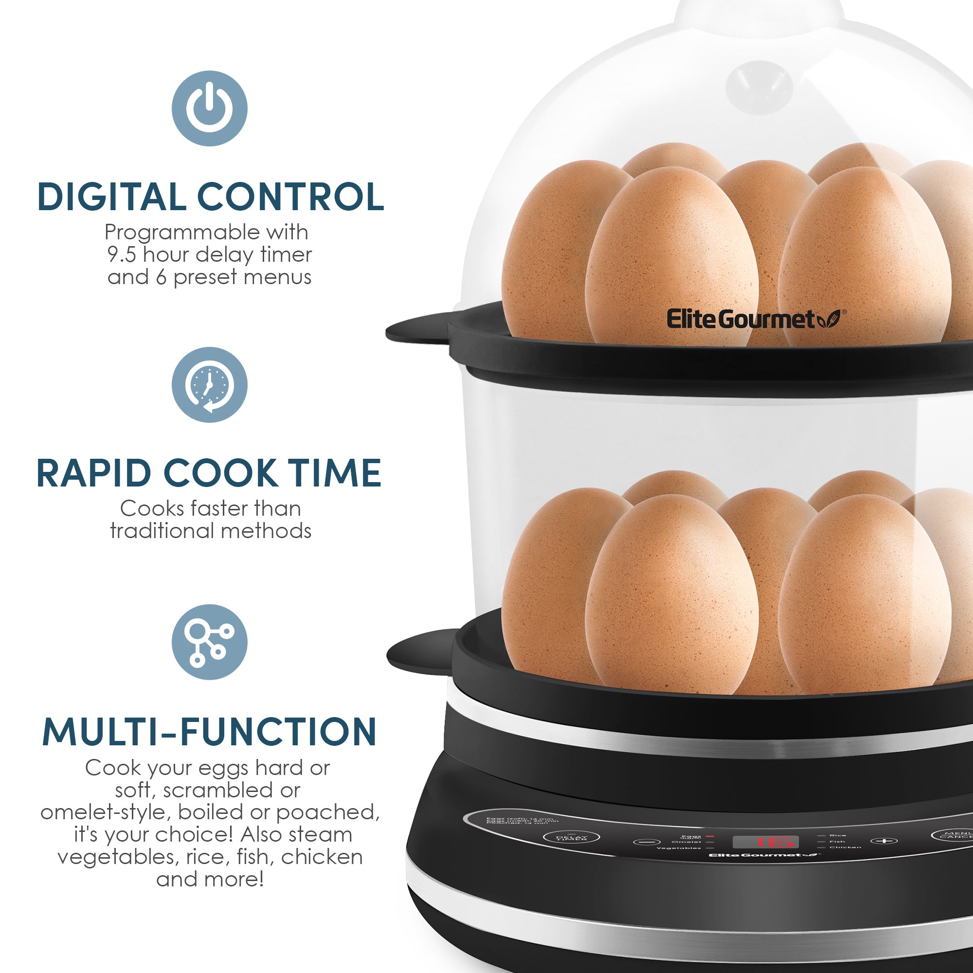 elite-gourmet-egg-cookers-14-eier-eierkocher-schwarz image 2