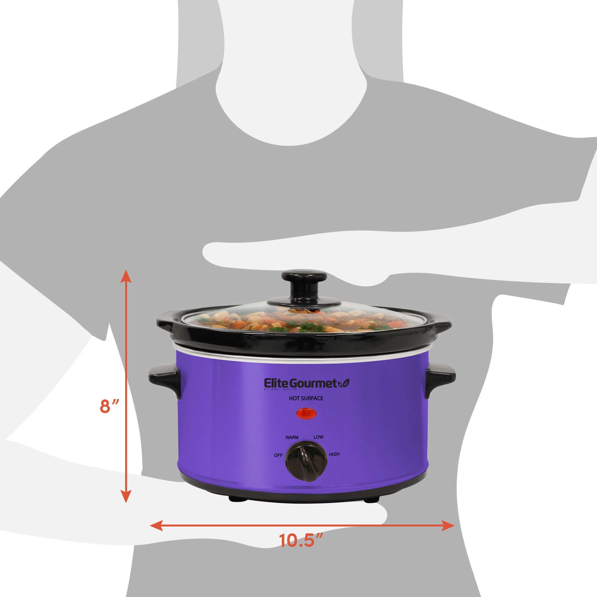 elite-gourmet-slow-cooker-2-qt-oval-lila-mit-glasdeckel image 5