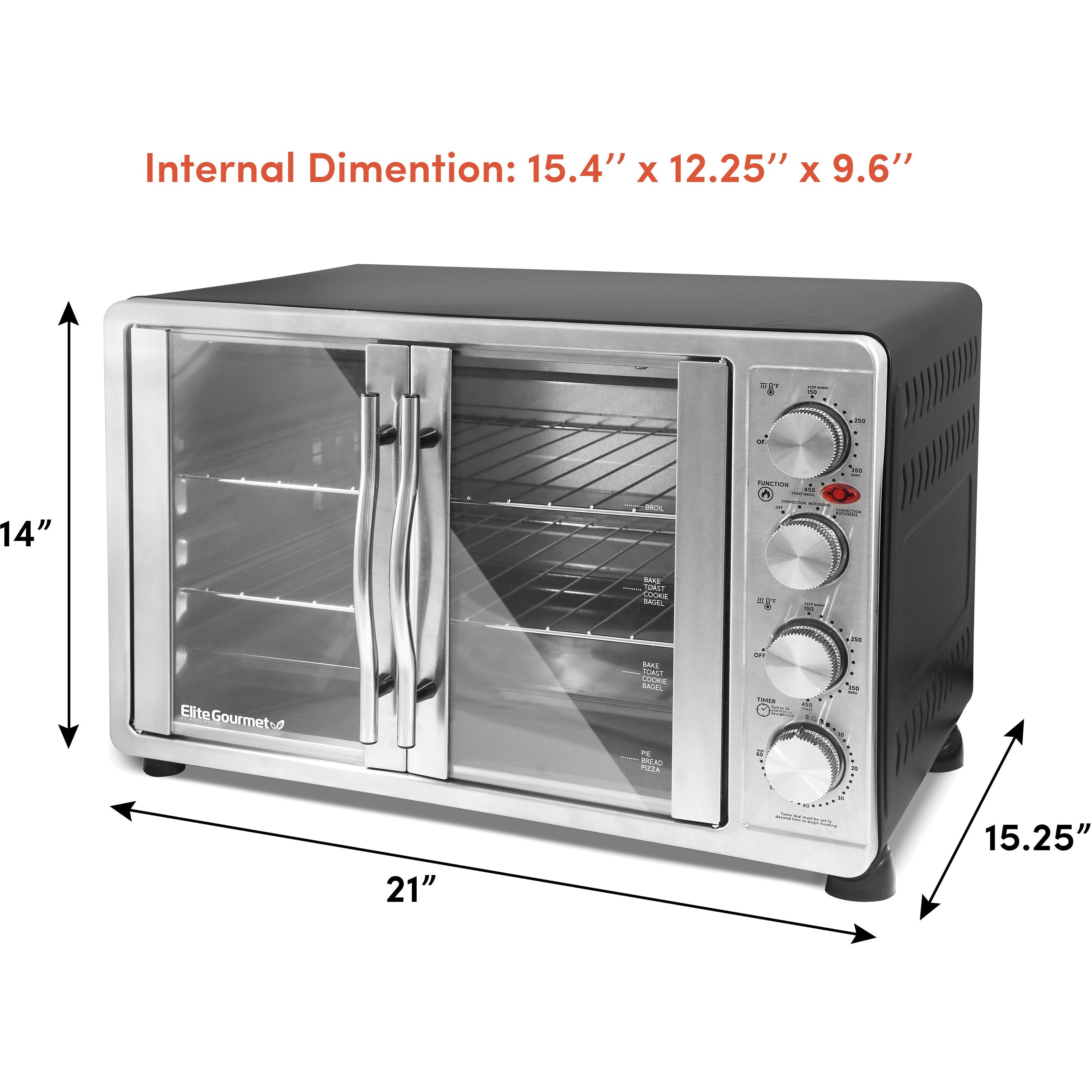 elite-gourmet-mini-backofen-45l-french-door-drehspie image 6