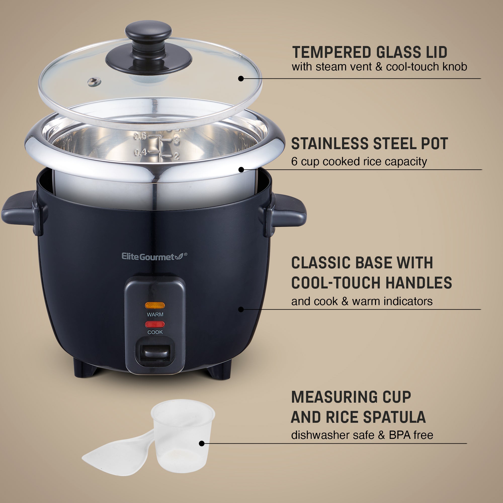 elite-gourmet-reiskocher-6-cups-edelstahl-warmhalten image 2
