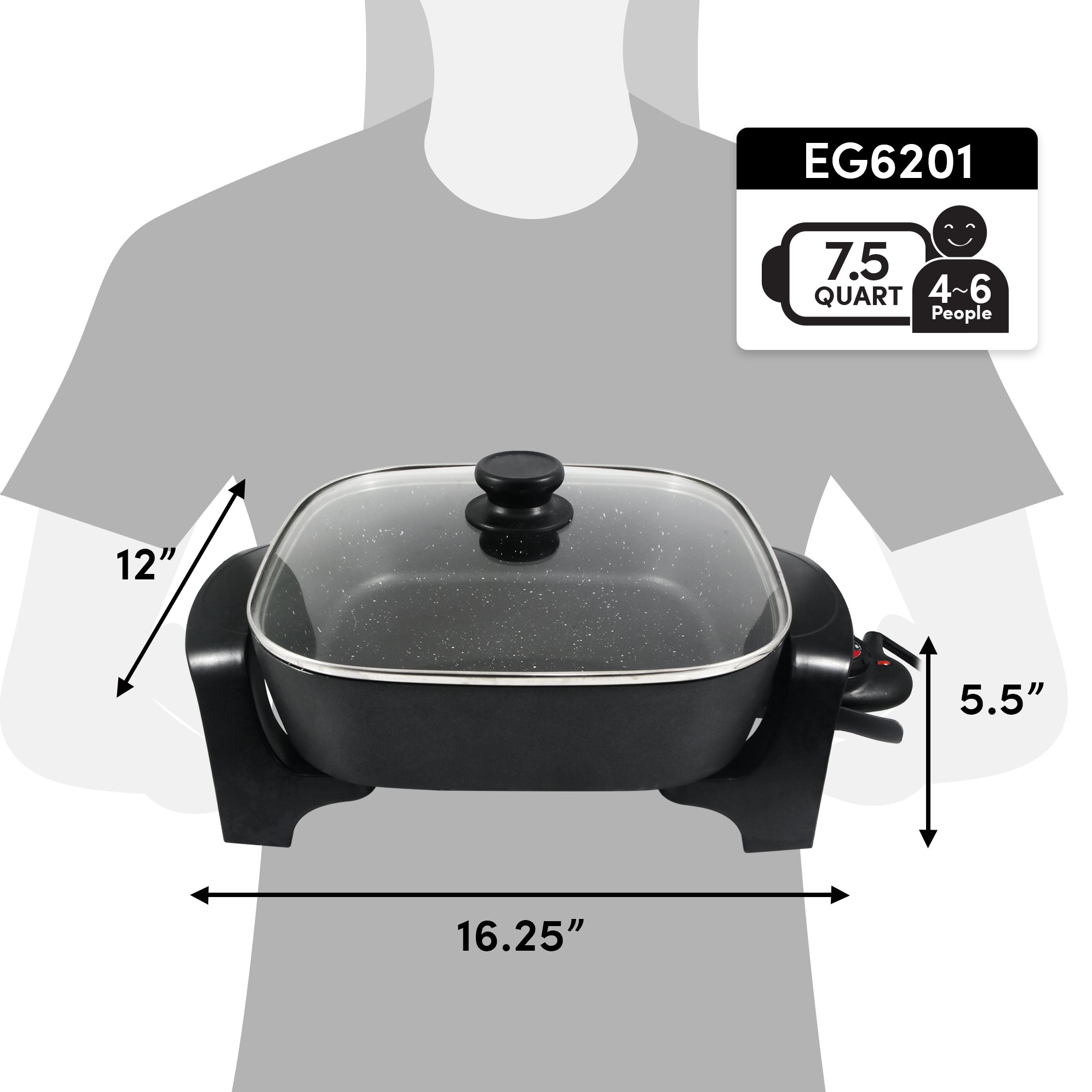elite-gourmet-electric-skillets-12-elektropfanne-glasdeckel-antihaft image 5