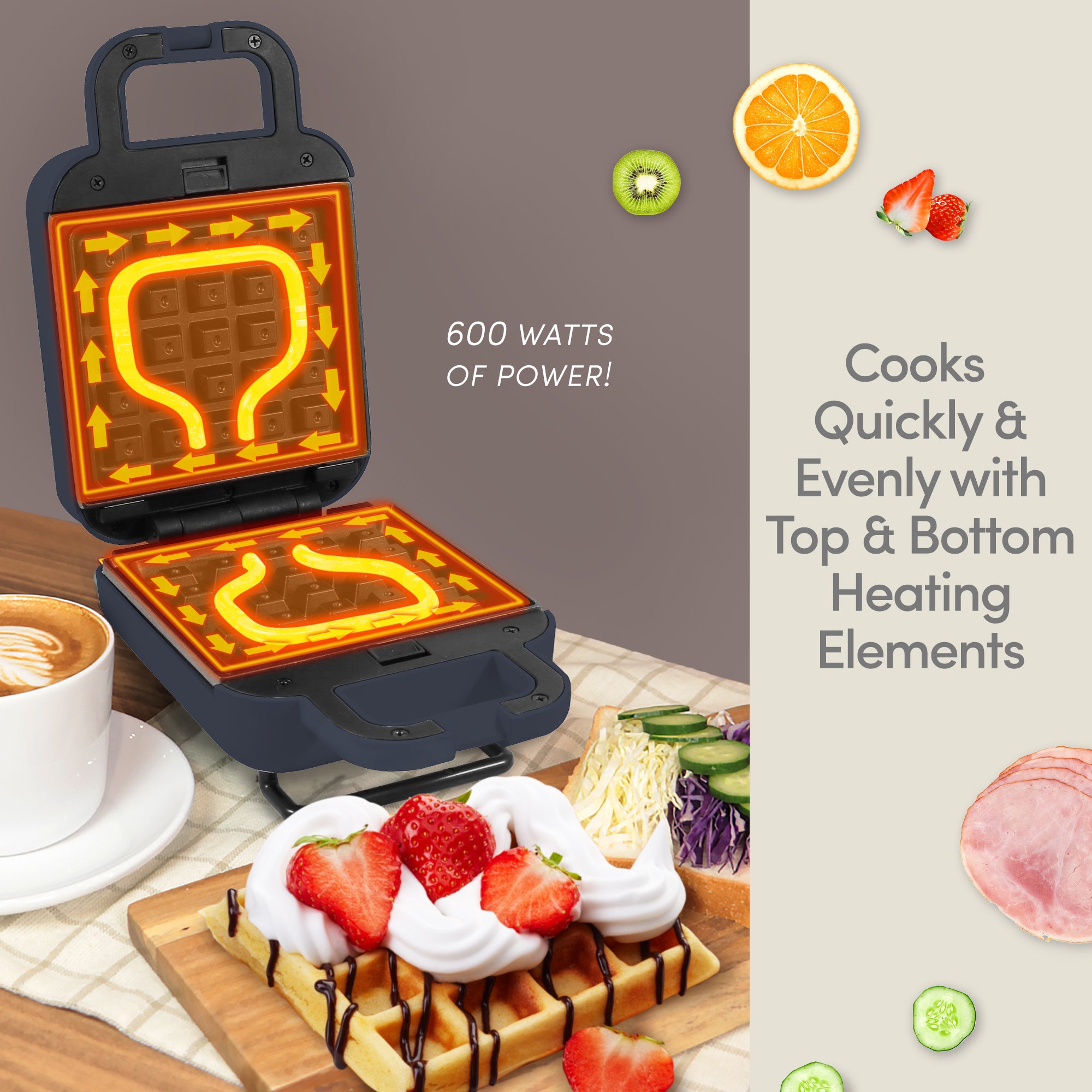 elite-gourmet-3-in-1-mini-waffeleisen-blau-grau-antihaftbeschichtet image 4