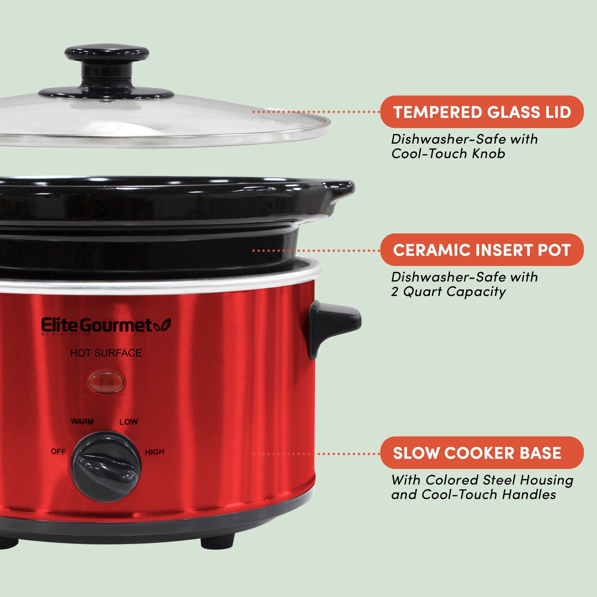 elite-gourmet-slow-cookers-2-qt-schongarer-metallic-red image 4