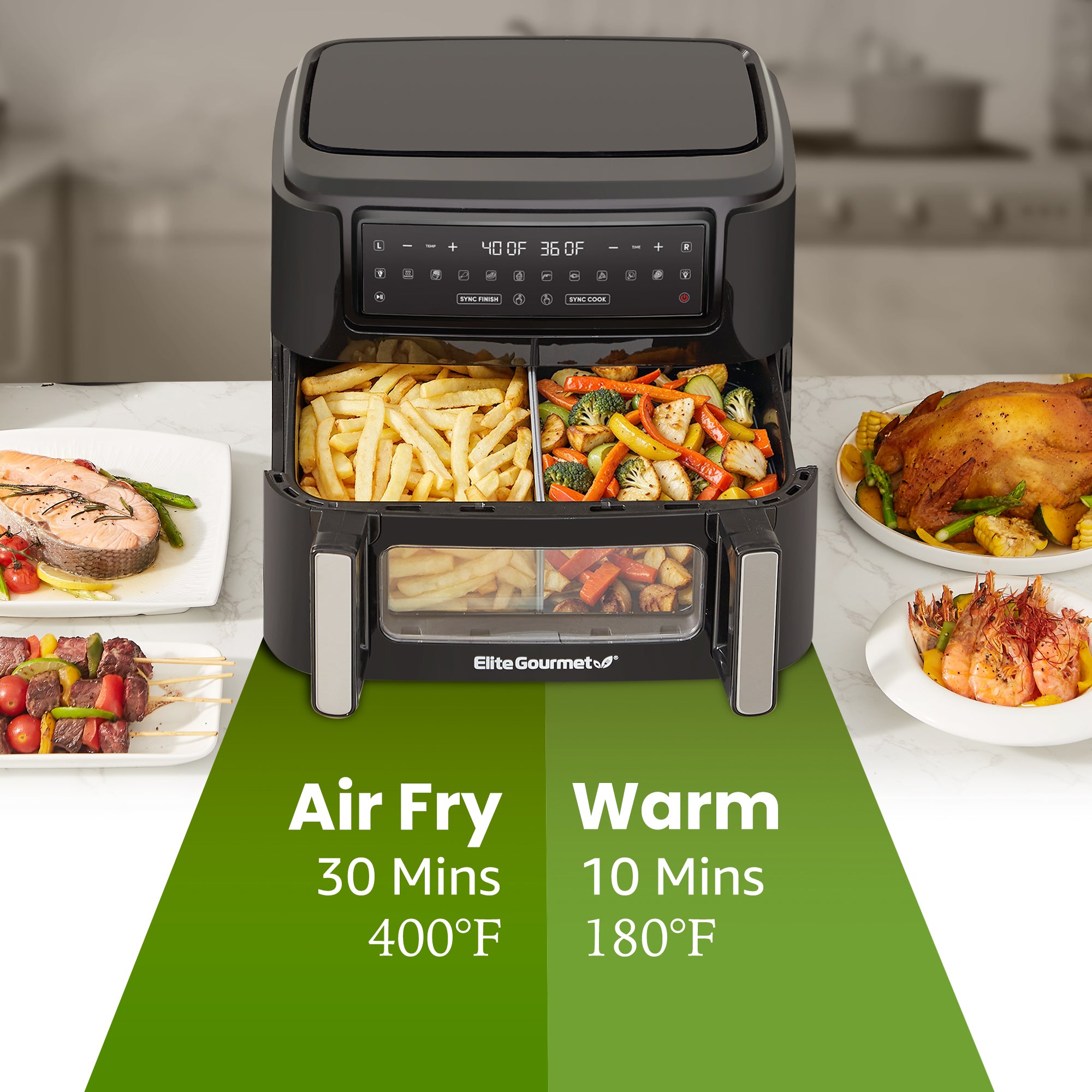 elite-gourmet-hei-luftfritteuse-11-qt-dual-zone-ofen-sync image 7