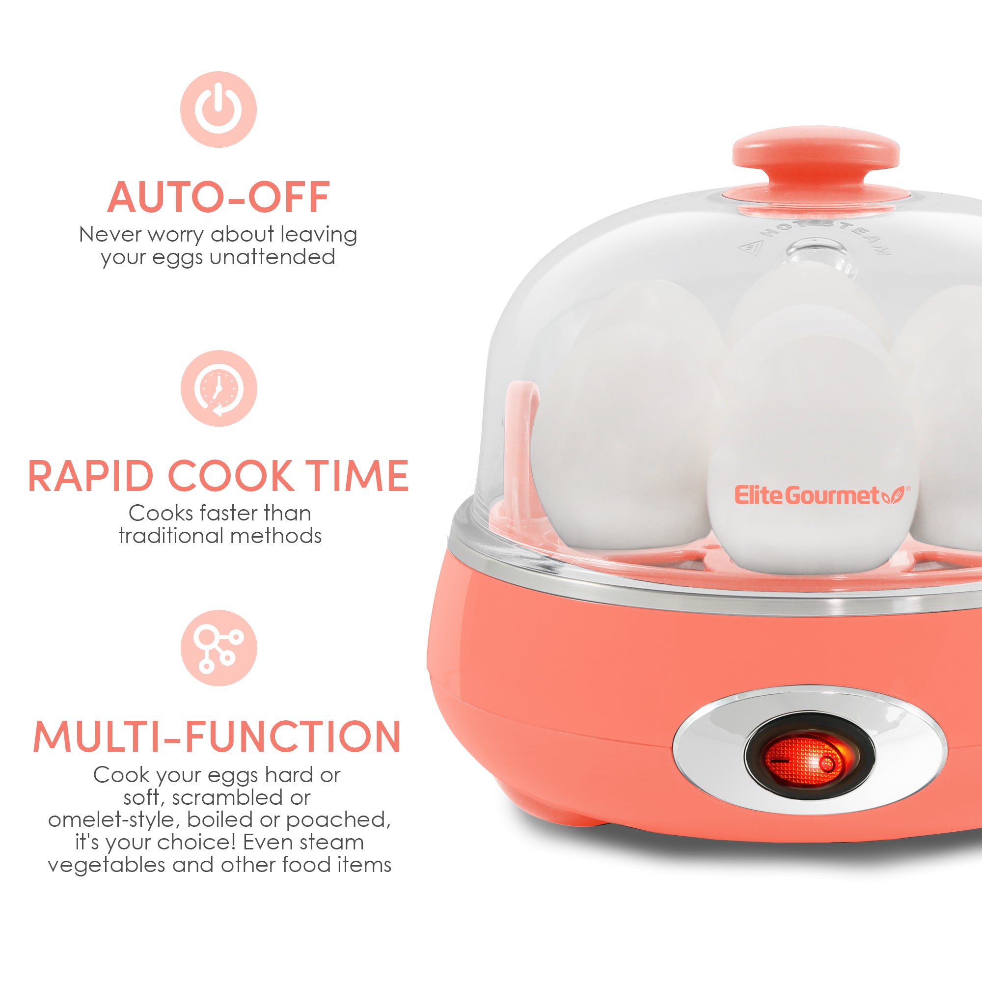 elite-gourmet-egg-cookers-7-egg-eierkocher-coral-7-eier image 2