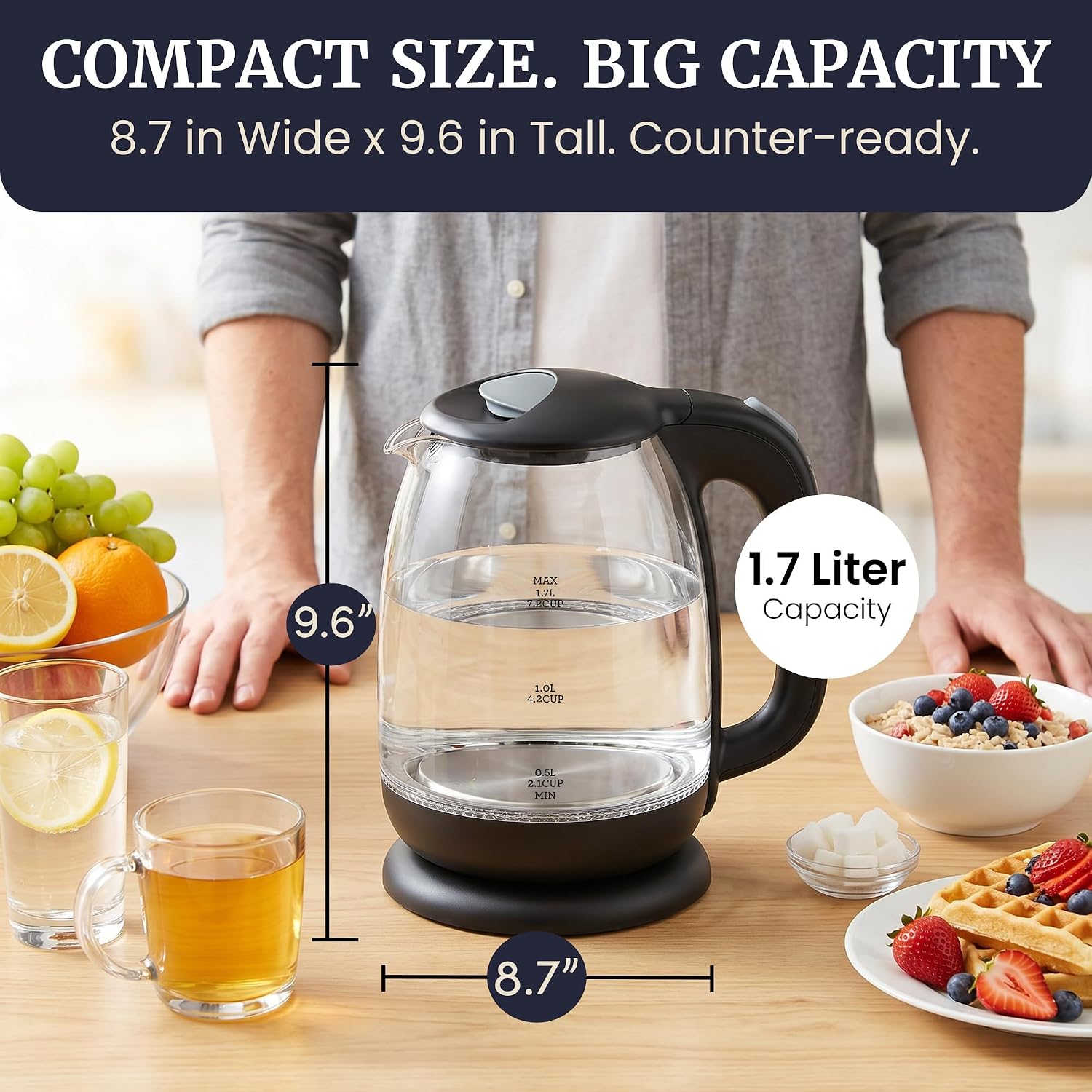 elite-gourmet-wasserkocher-glas-1-7-l-1500-w-clear image 3