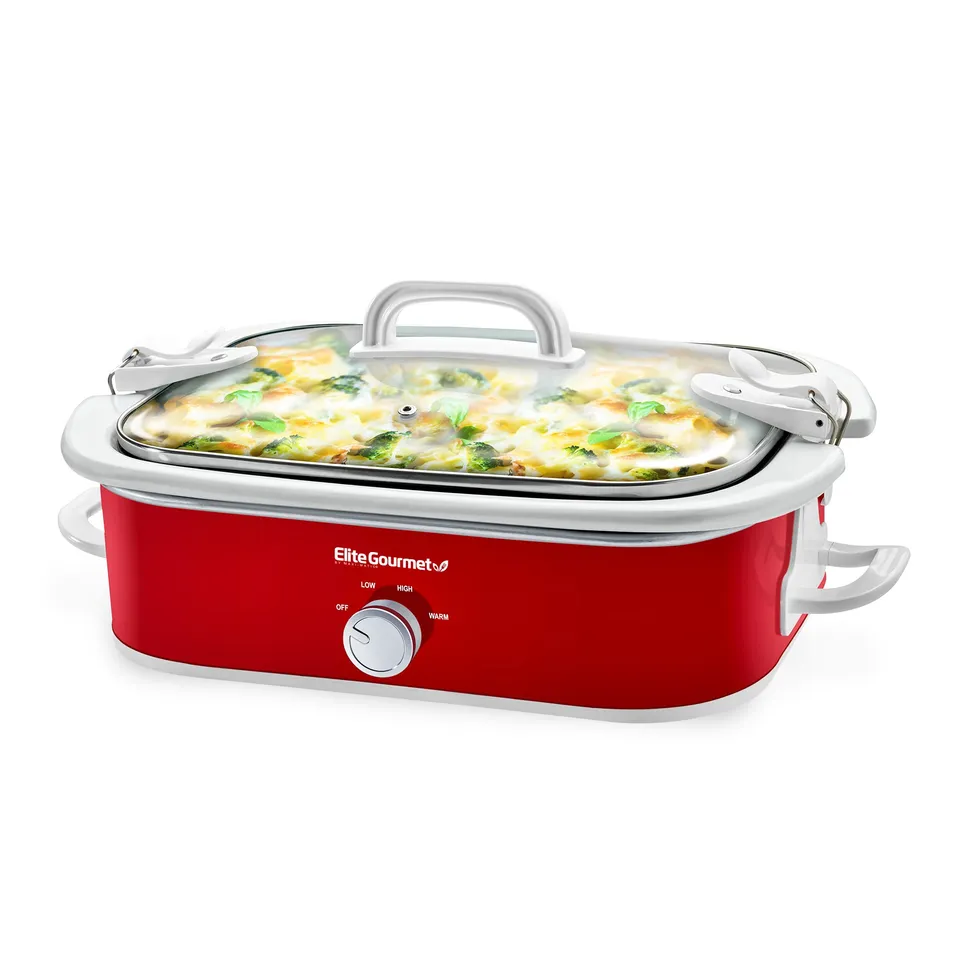 elite-gourmet-slow-cooker-3-3-l-rot-mit-glasdeckel image 1