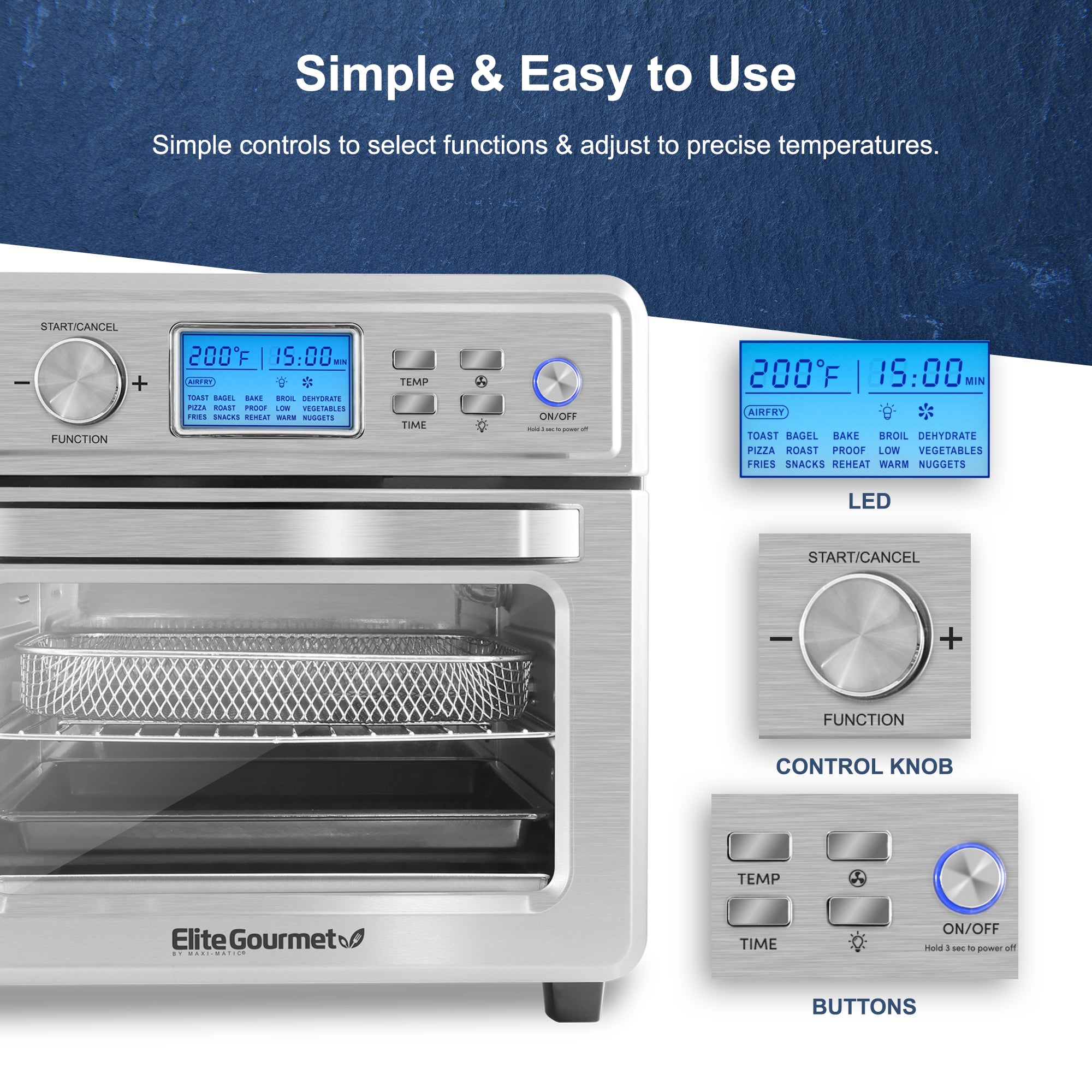 elite-gourmet-21l-digital-air-fryer-oven-hei-luftfritteuse-21l image 3
